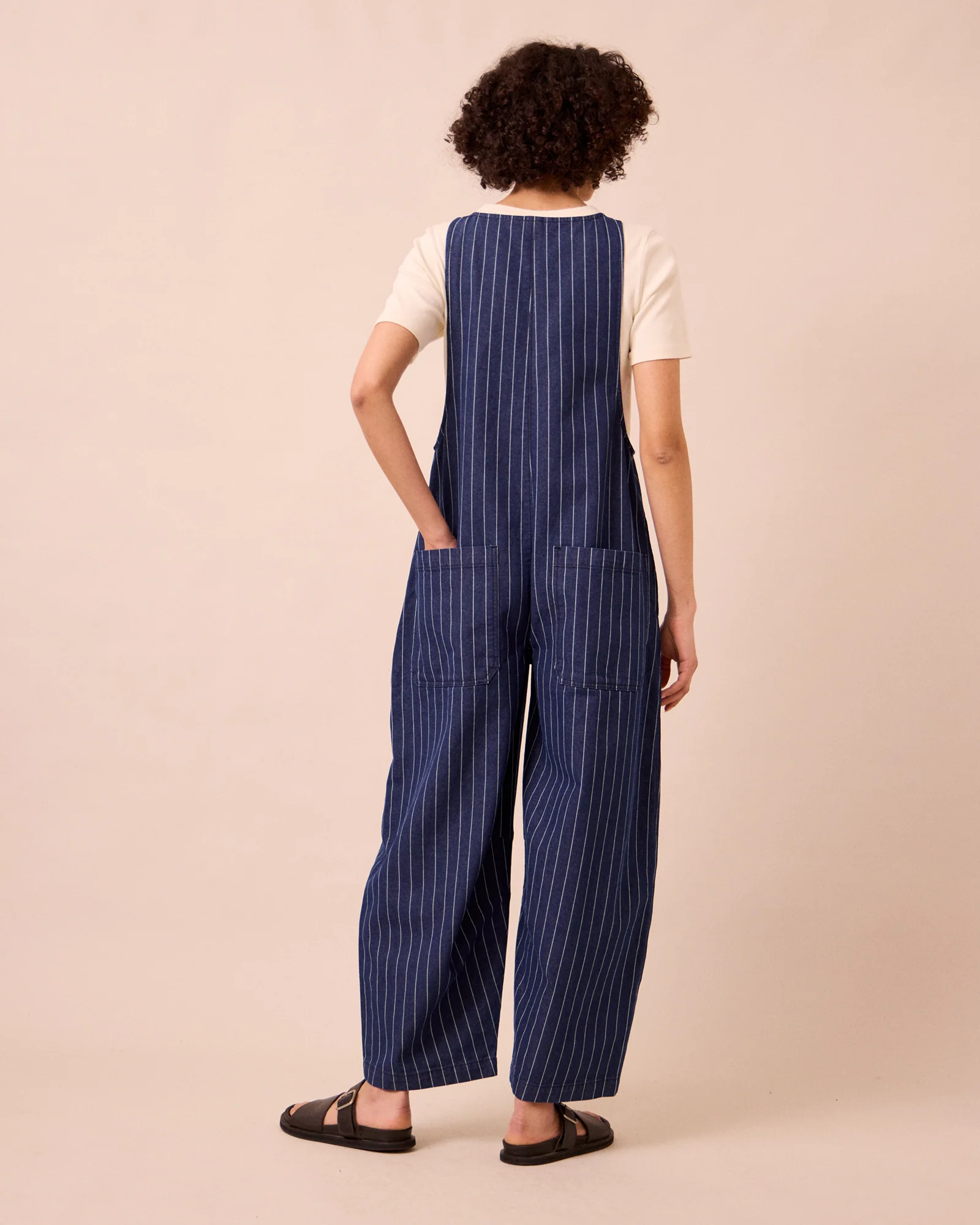 Ada Mid Blue Pinstripe Denim Jumpsuit - Image 4