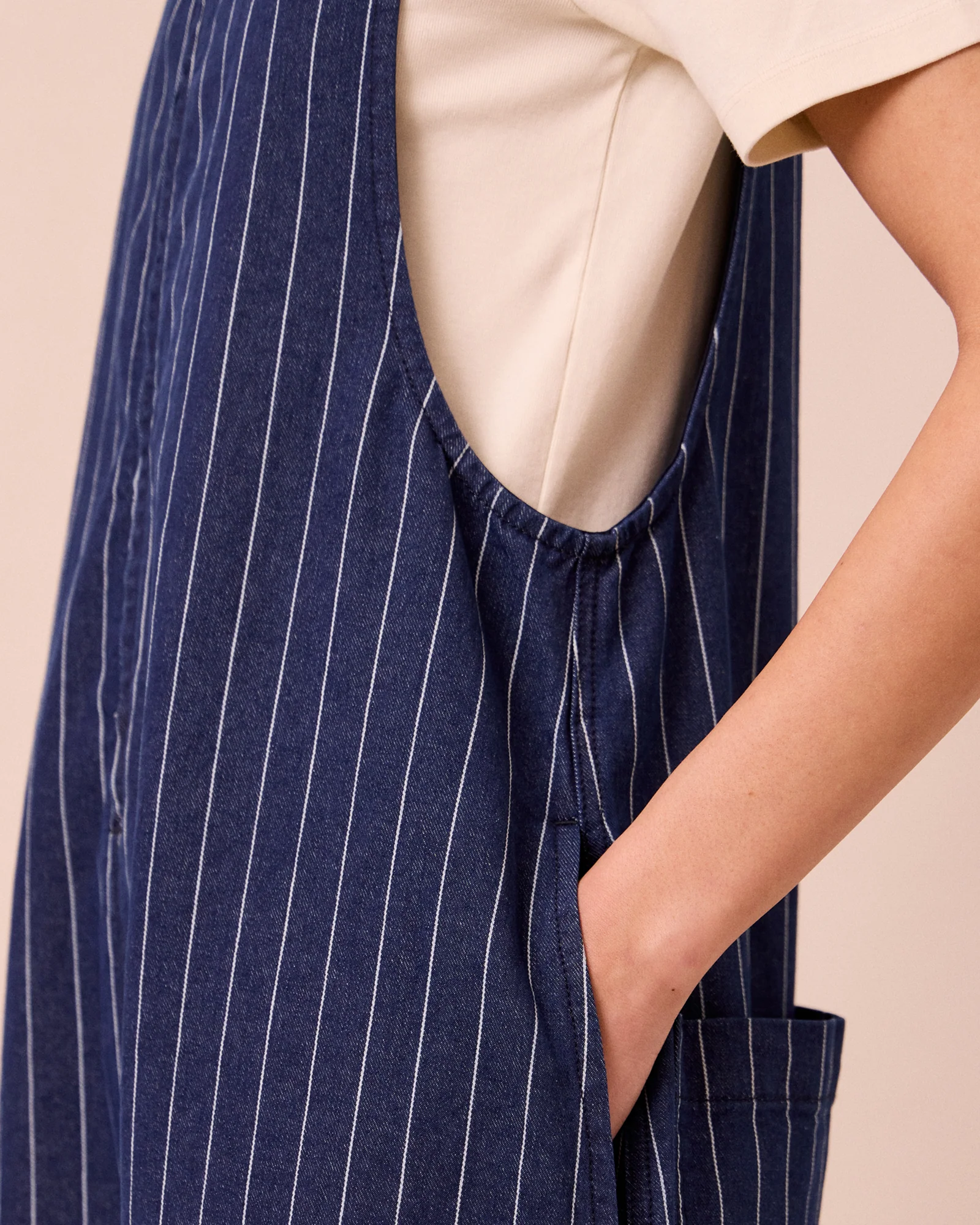 Ada Mid Blue Pinstripe Denim Jumpsuit - Image 5