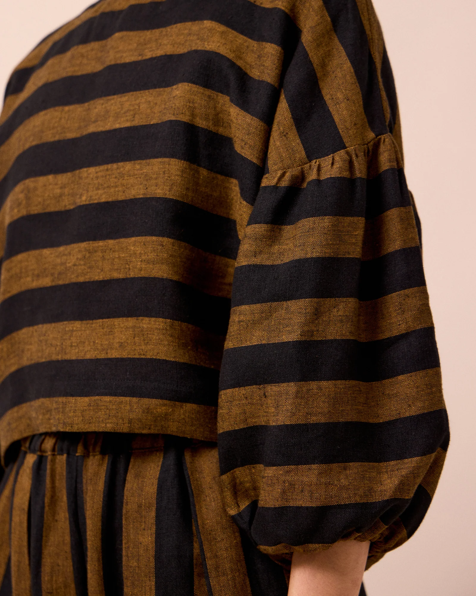 Aisha Rust & Black Stripe Linen Top - Image 5