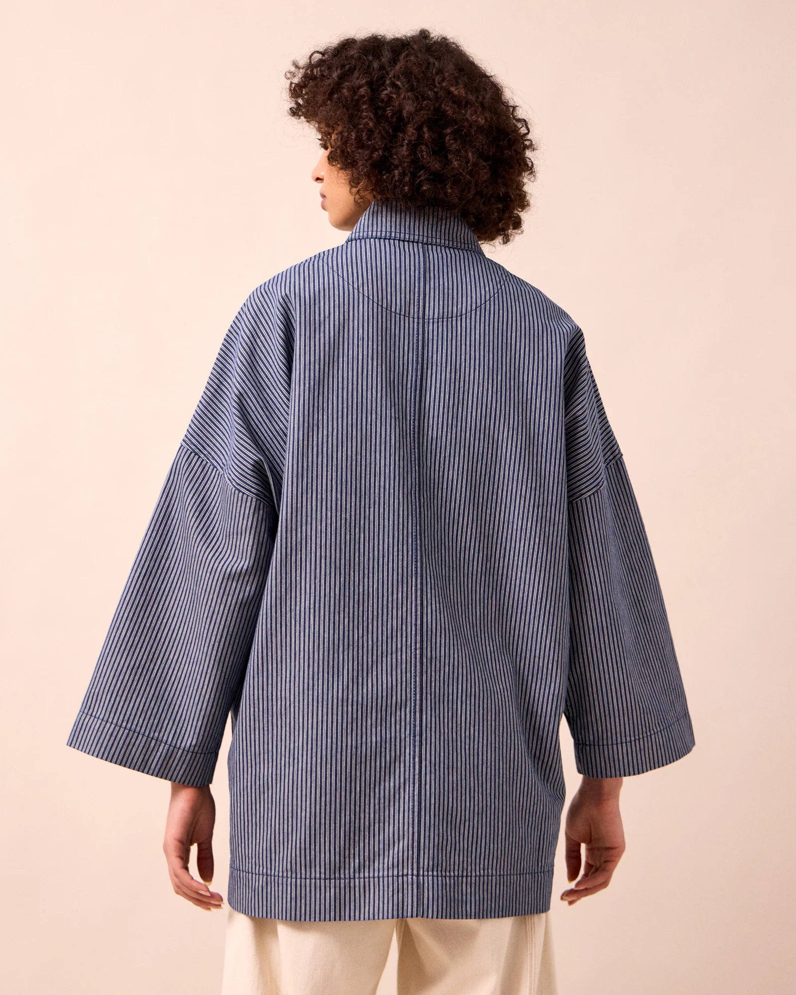 Bea Navy Hickory Stripe Denim Jacket - Image 5