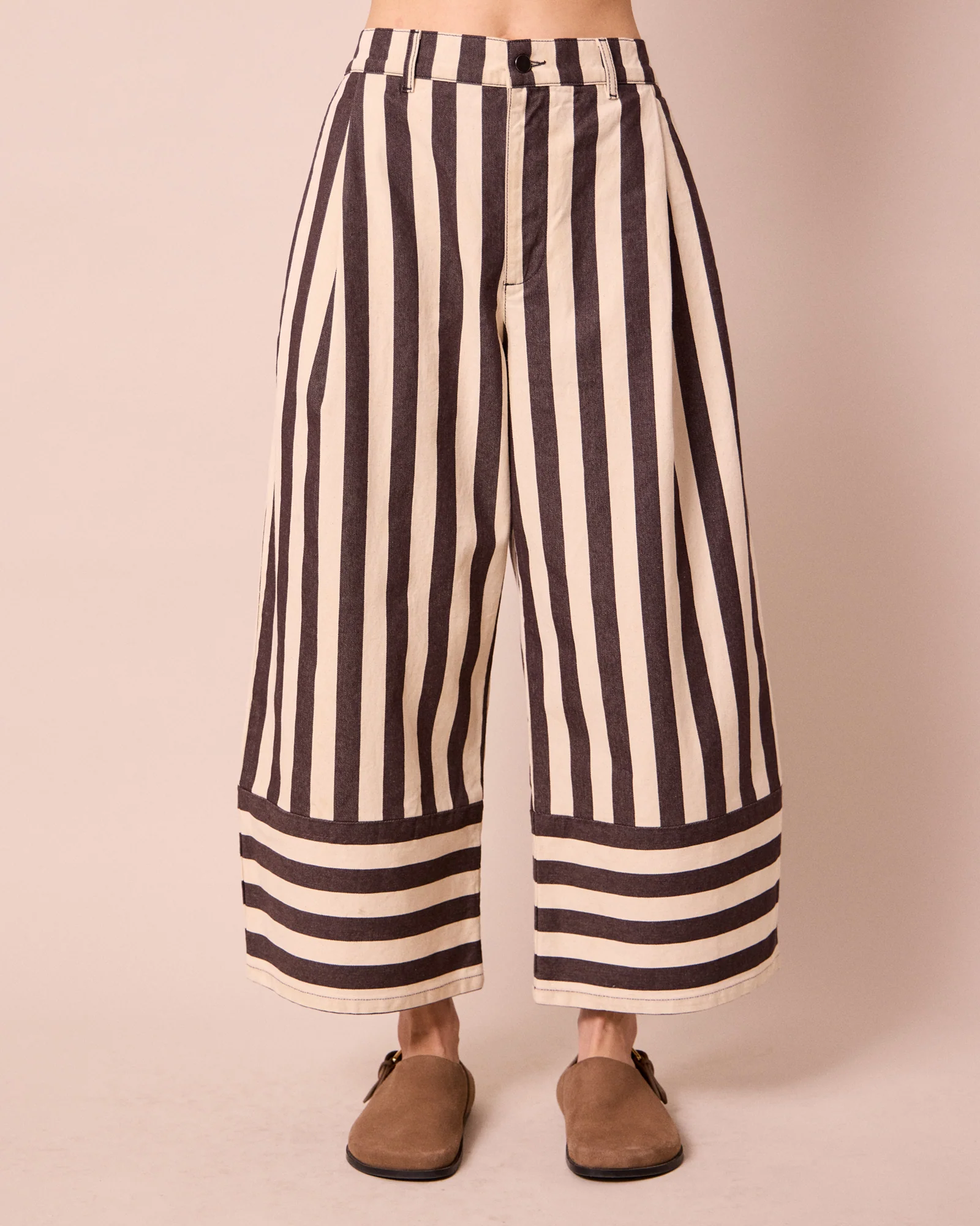 Blair Ecru & Chocolate Stripe Denim Jeans - Image 3