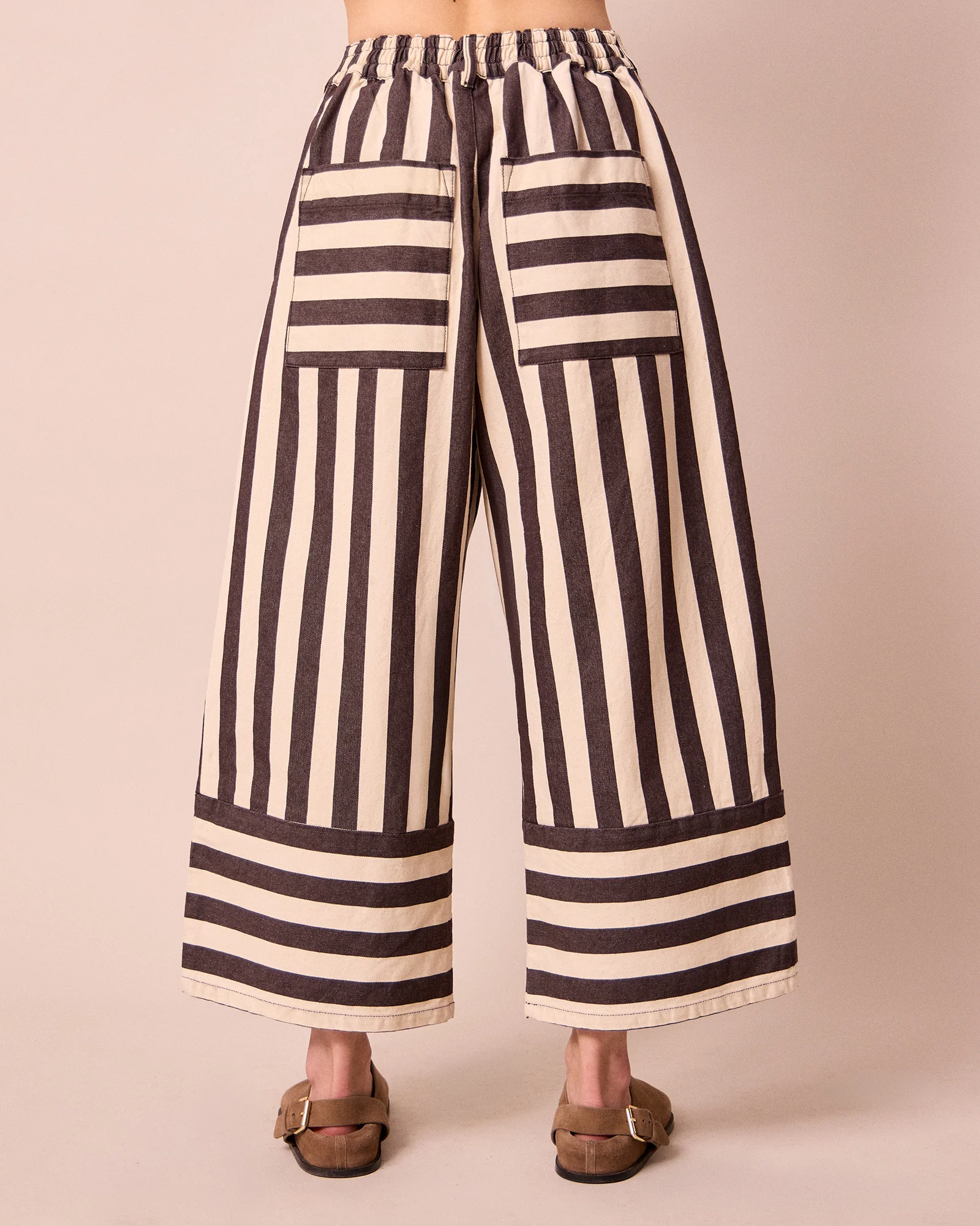 Blair Ecru & Chocolate Stripe Denim Jeans - Image 4