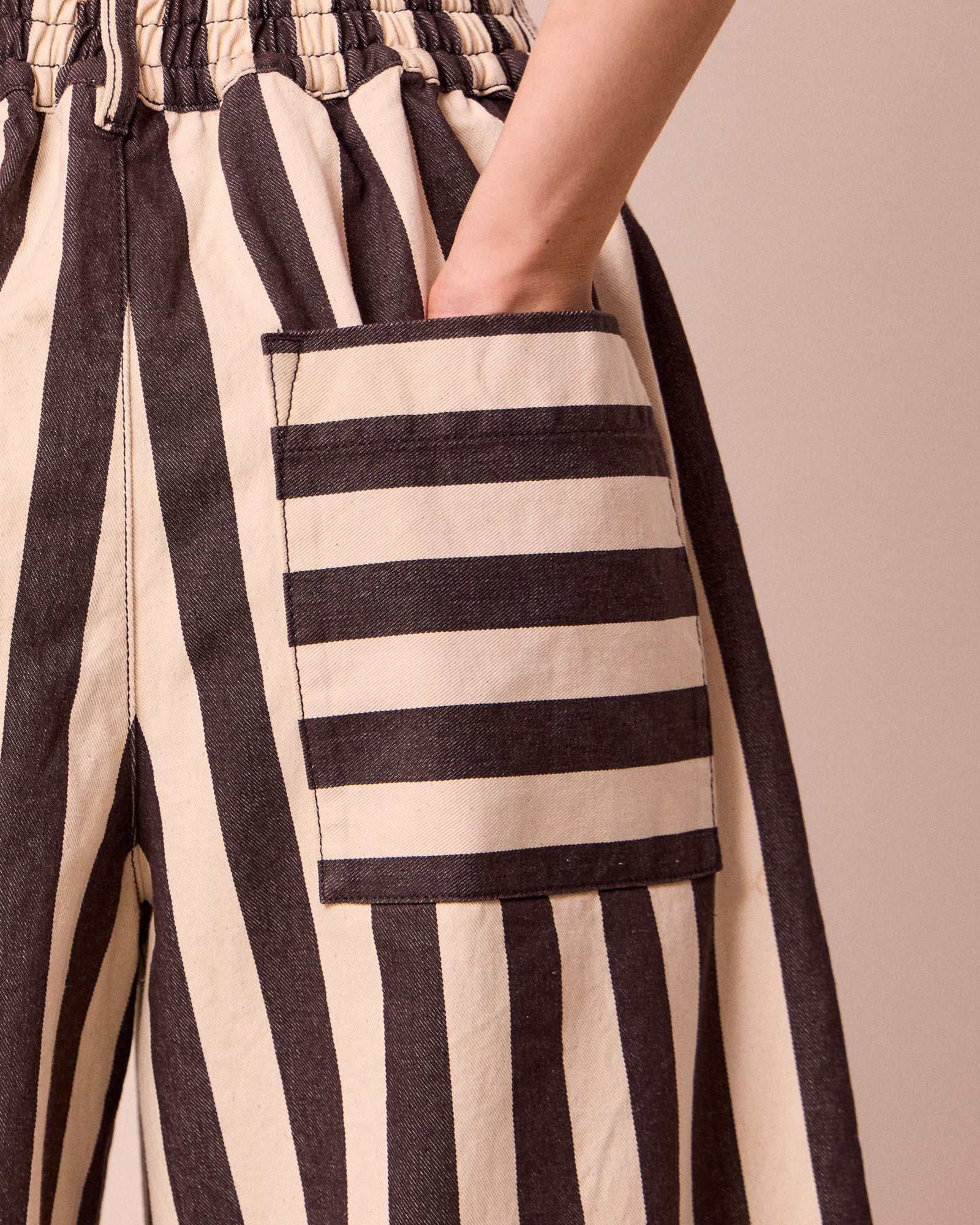 Blair Ecru & Chocolate Stripe Denim Jeans - Image 5