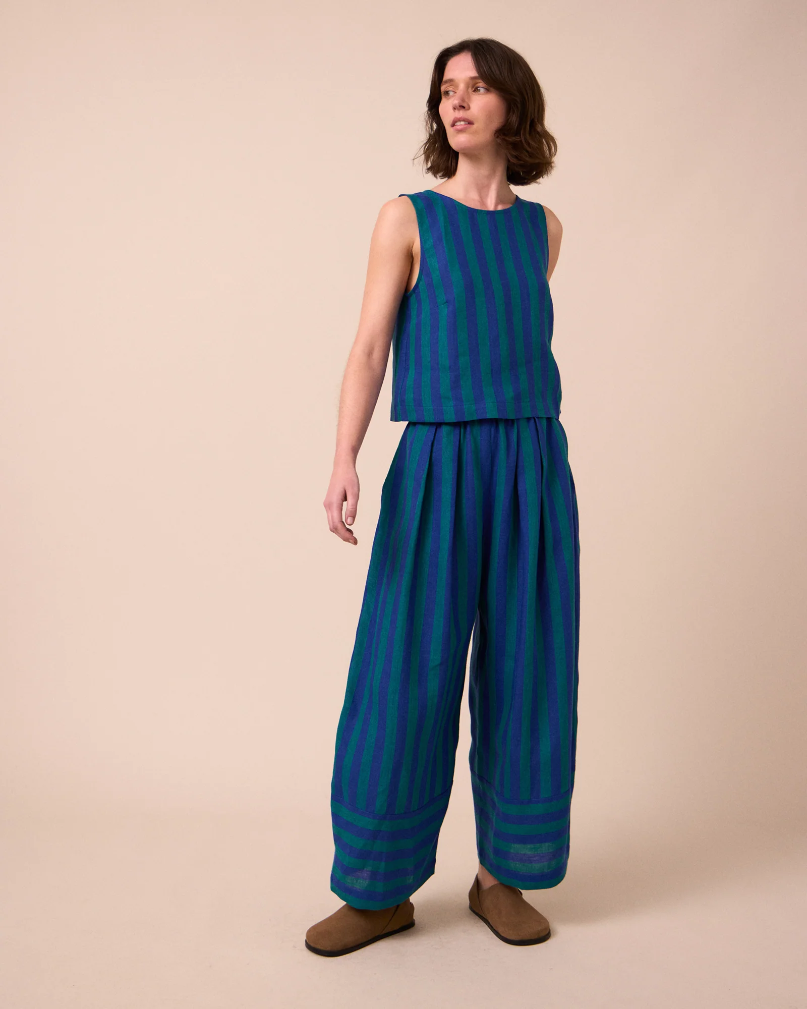 Bobbi Blue House Stripe Linen Trousers - Image 3