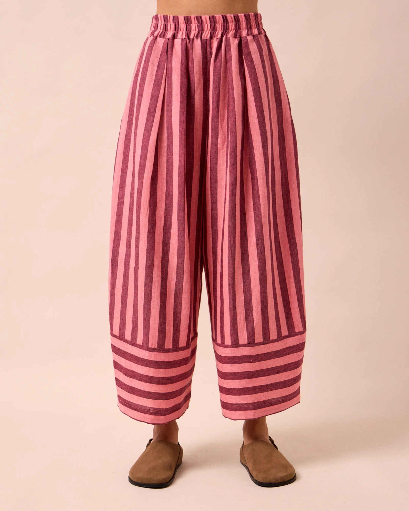 Bobbi Fiesta Pink Stripe Linen Trousers - Image 3
