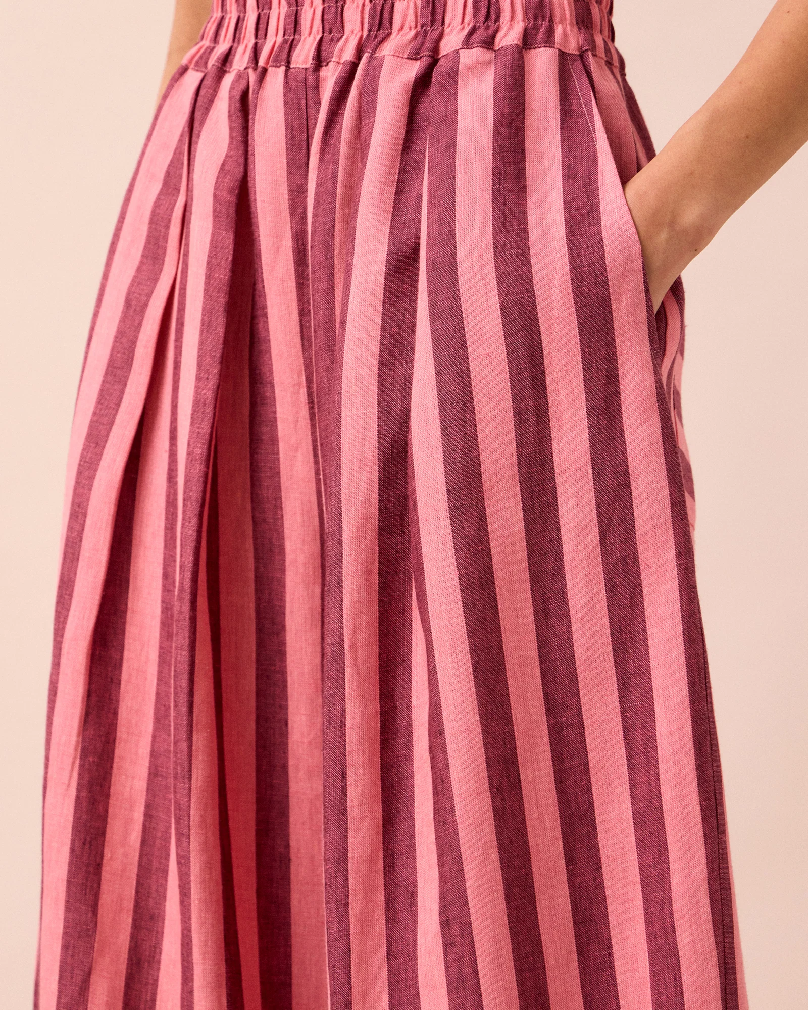 Bobbi Fiesta Pink Stripe Linen Trousers - Image 5