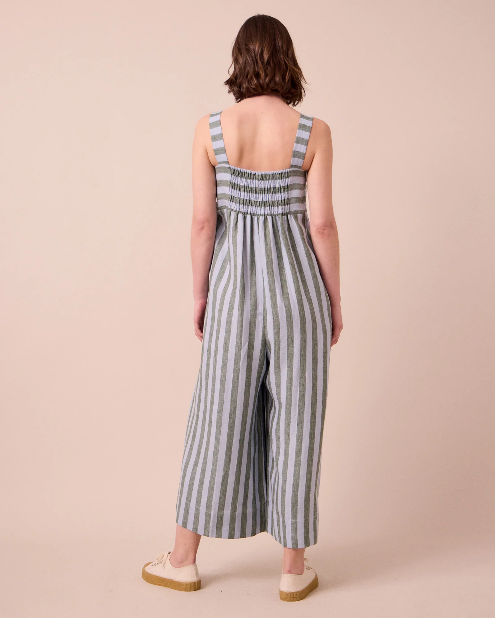 Cari Aloe Stripe Linen Jumpsuit - Image 4