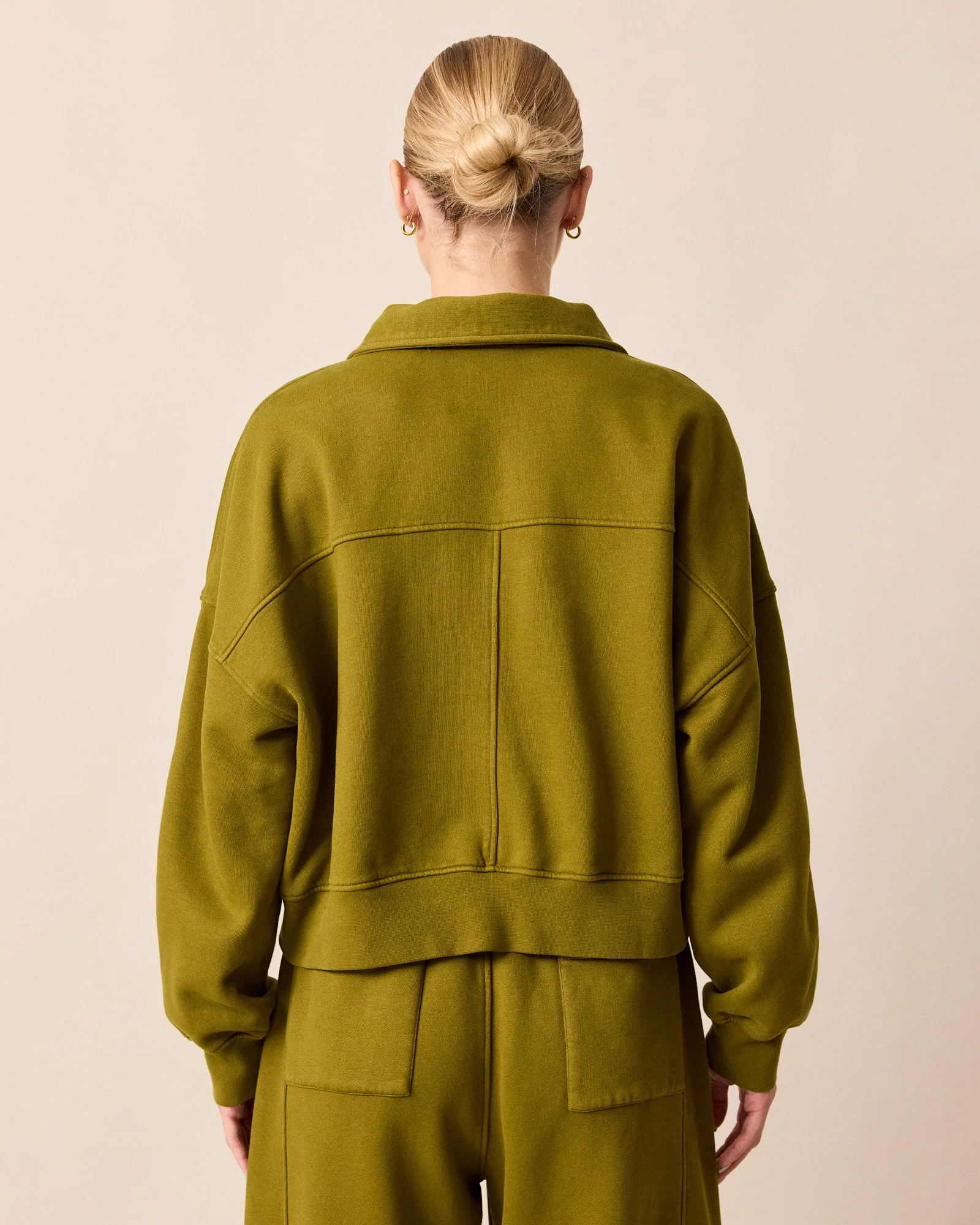 Cleo Fresh Olive Fleeceback Jersey Jumper - Image 5