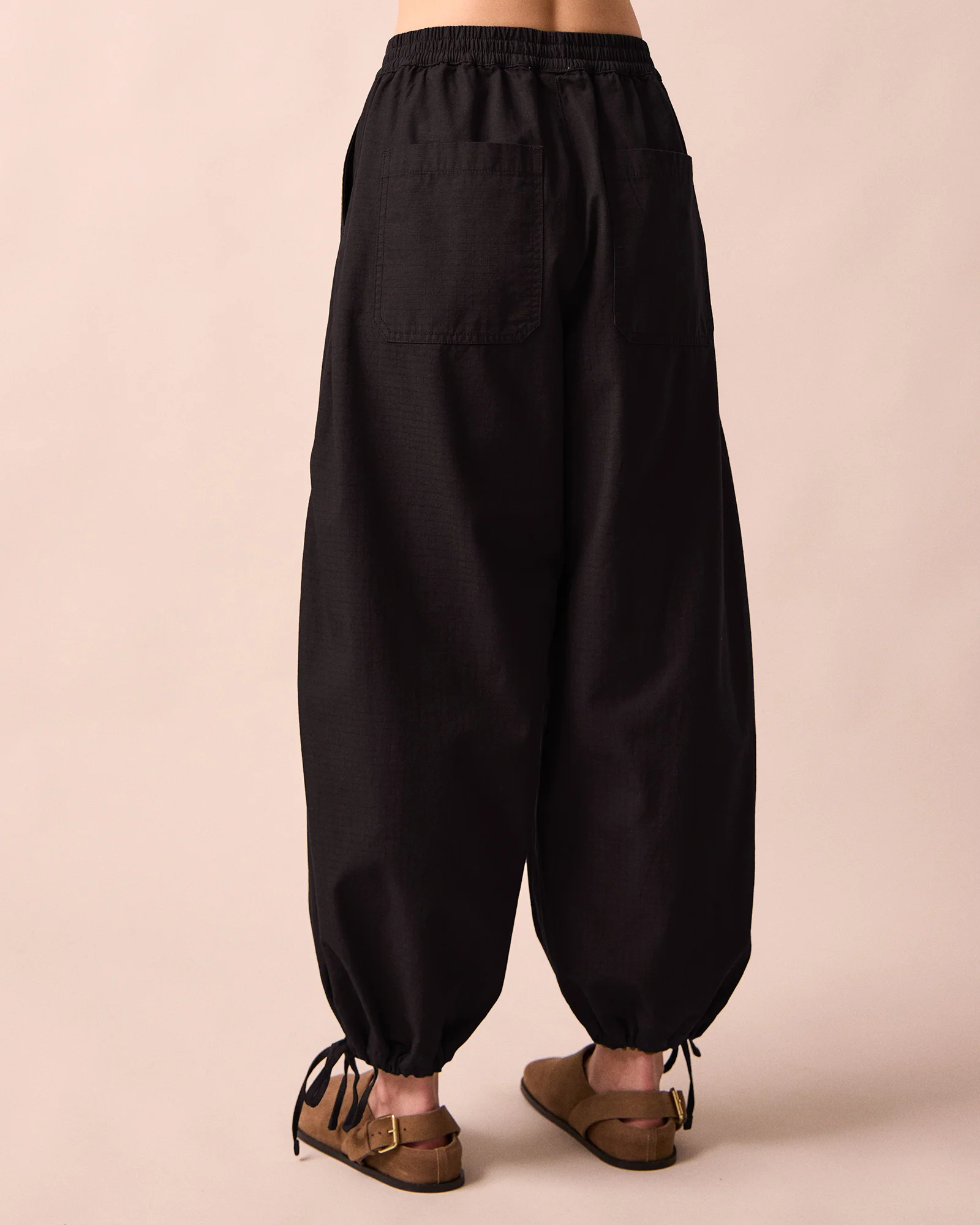 Codi Black Textured Cotton Trousers - Image 3