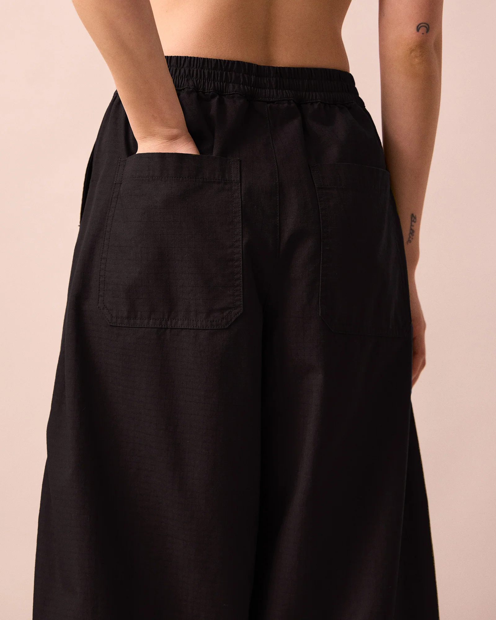Codi Black Textured Cotton Trousers - Image 5