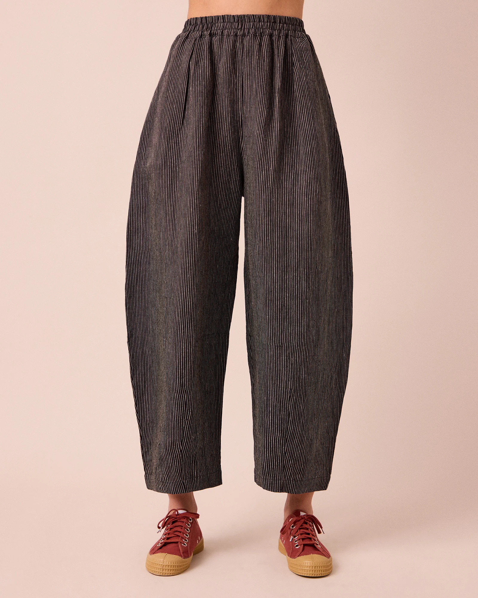Daisy Black & Ecru Pencil Stripe Linen Trousers - Image 3