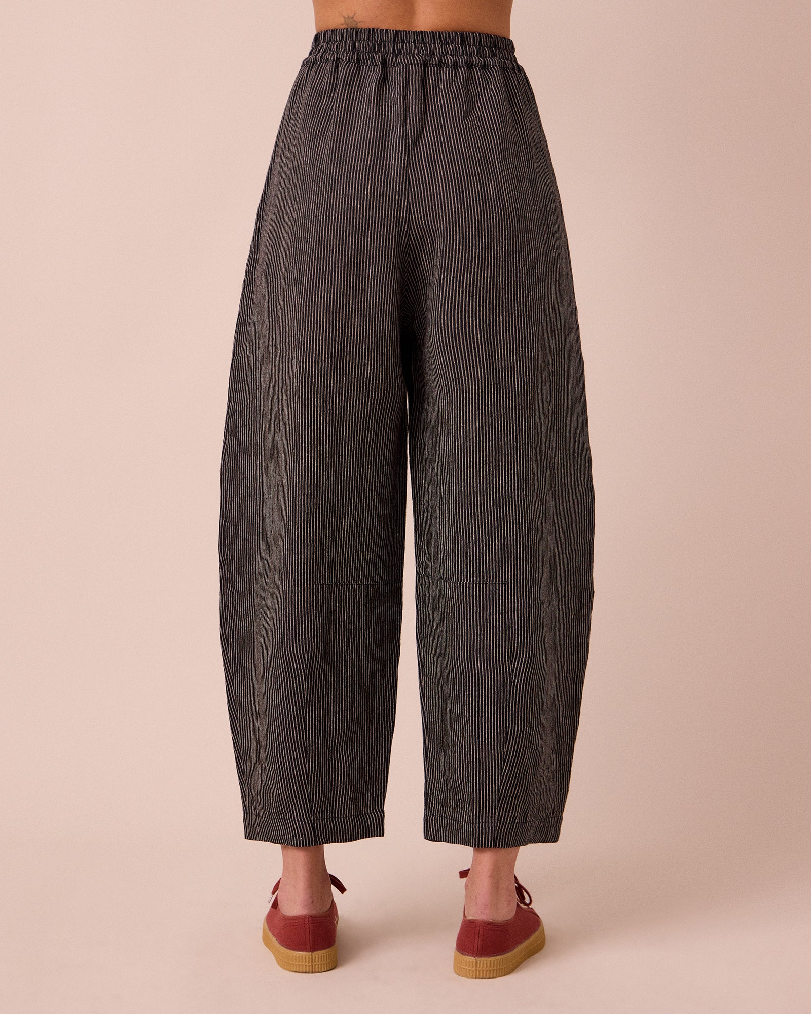 Daisy Black & Ecru Pencil Stripe Linen Trousers - Image 4