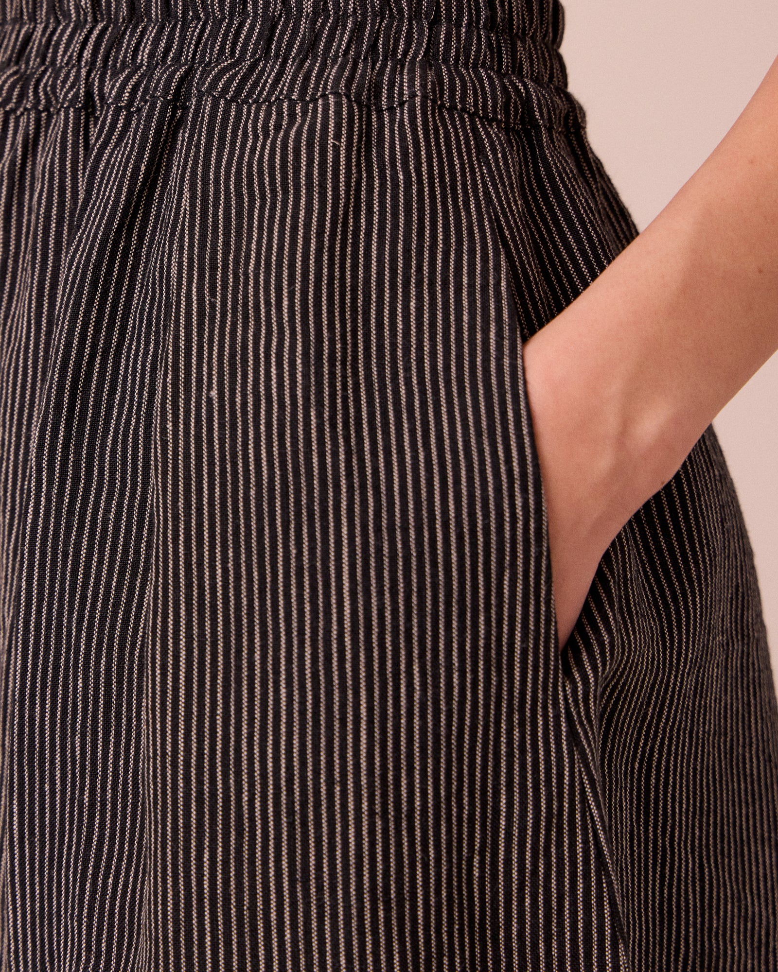 Daisy Black & Ecru Pencil Stripe Linen Trousers - Image 5
