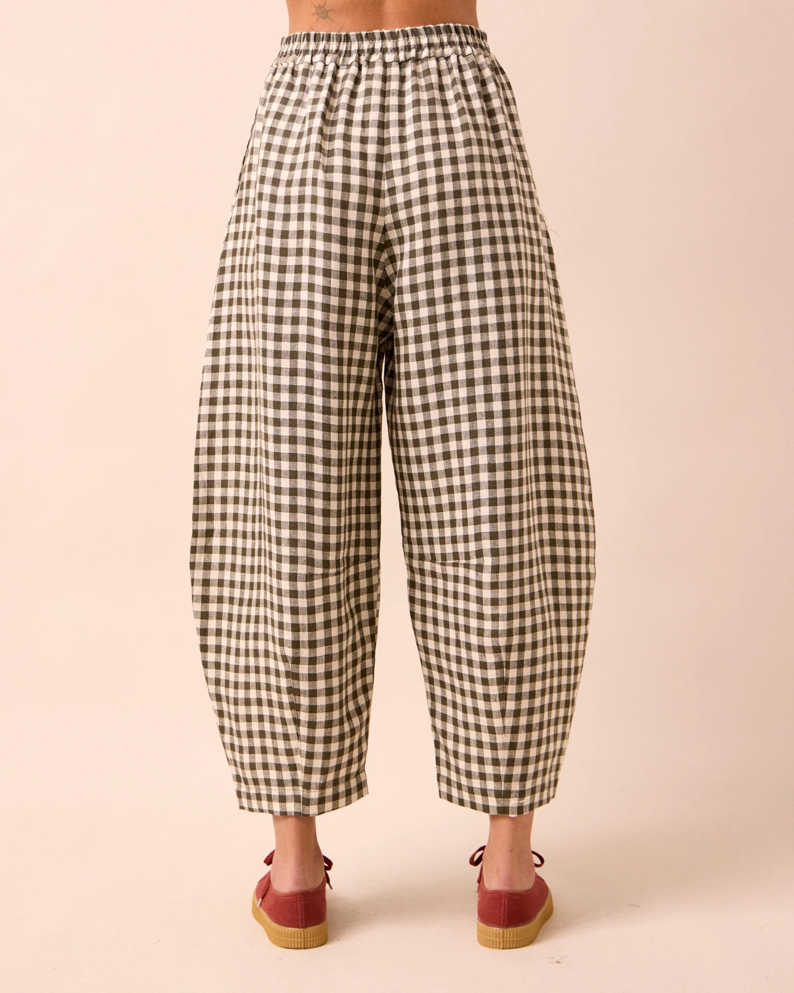Daisy Olive Gingham Linen Trousers - Image 5