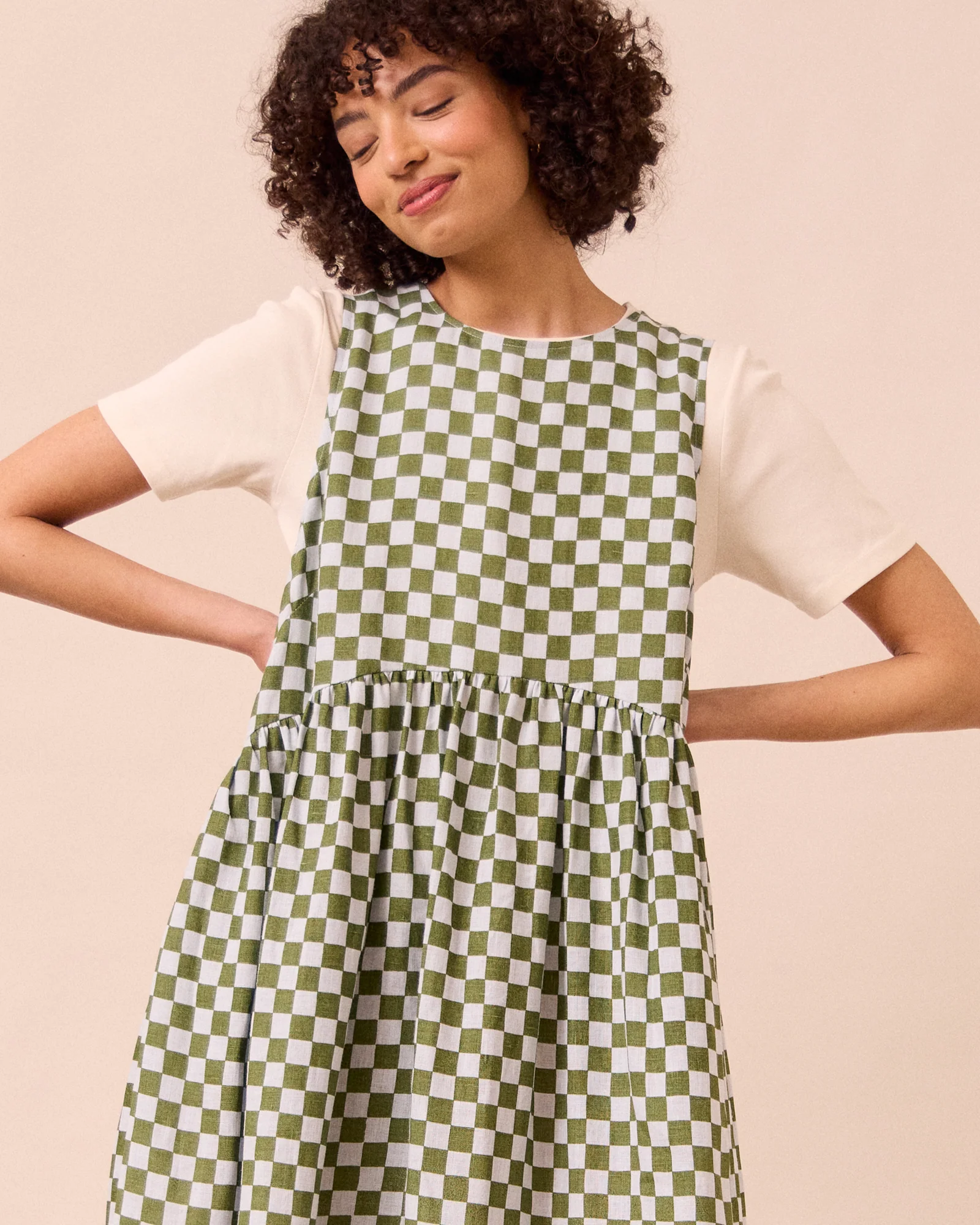 Dakota Sky Checkerboard Linen Dress - Image 4