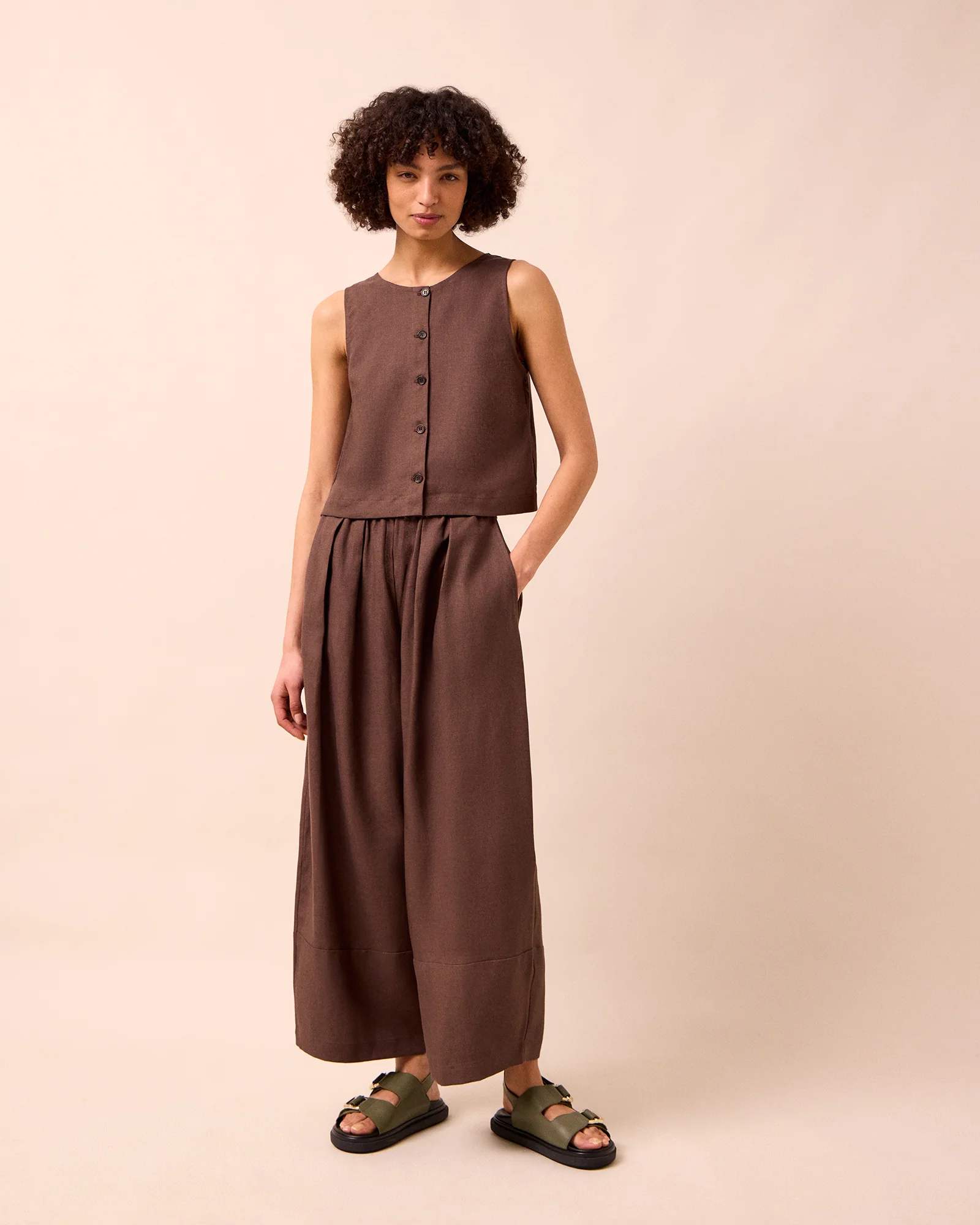 Elodie Chocolate Linen Top - Image 2