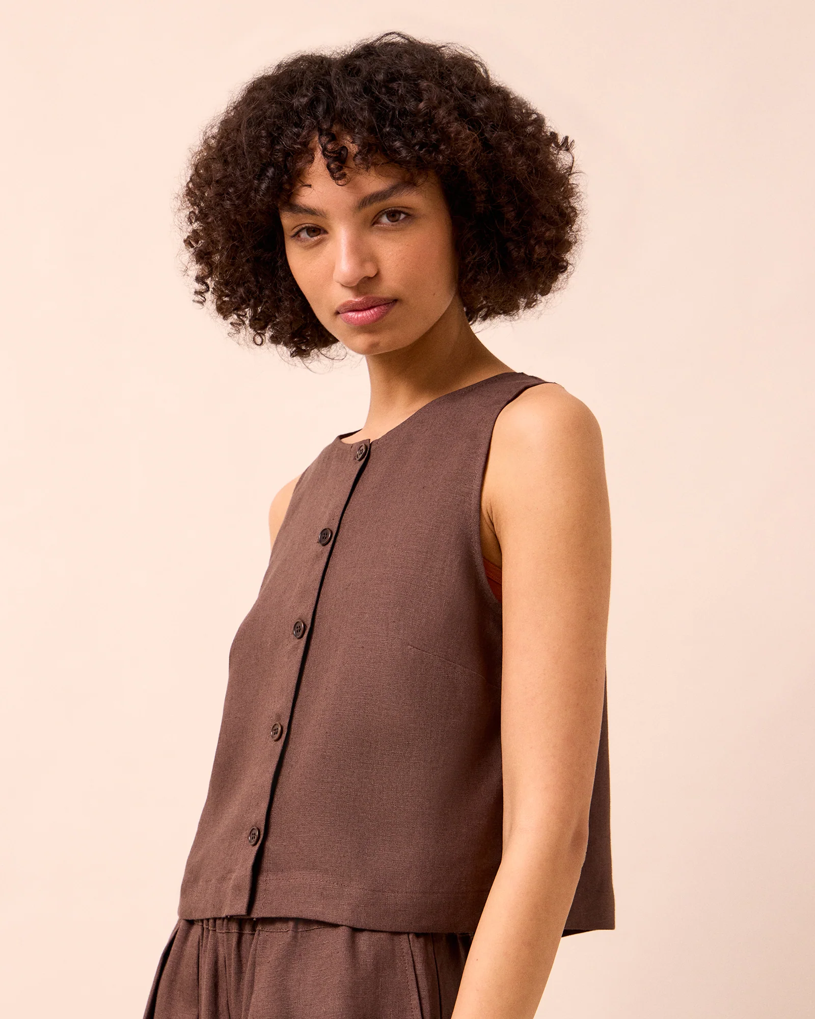Elodie Chocolate Linen Top - Image 3