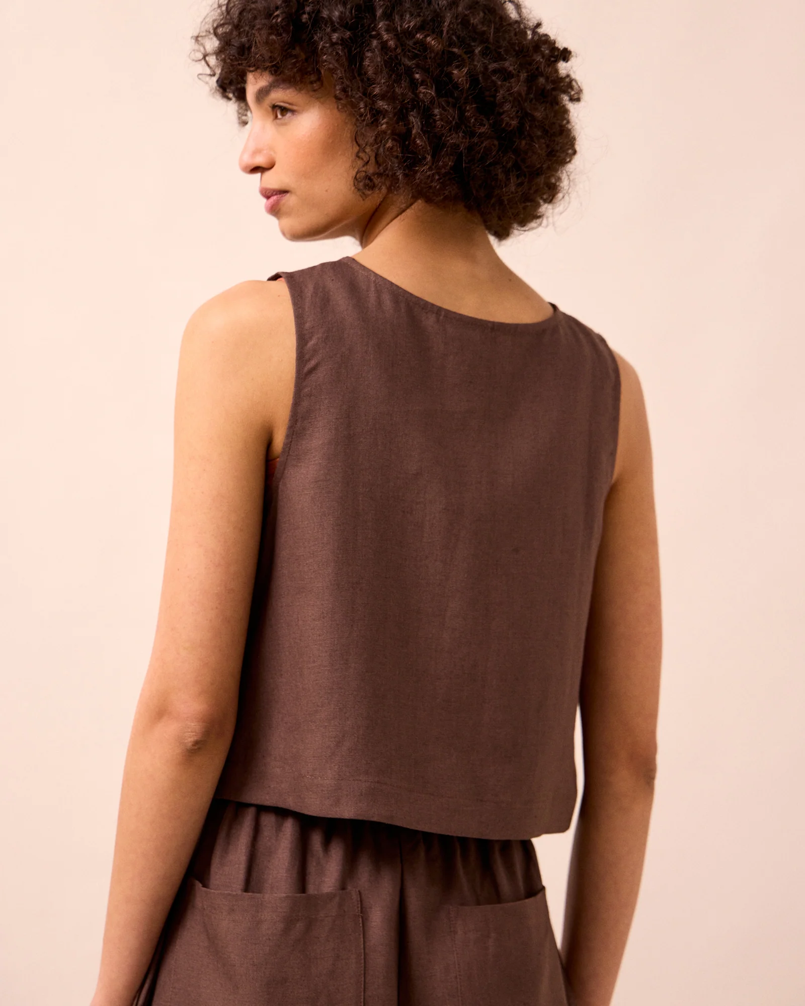 Elodie Chocolate Linen Top - Image 4