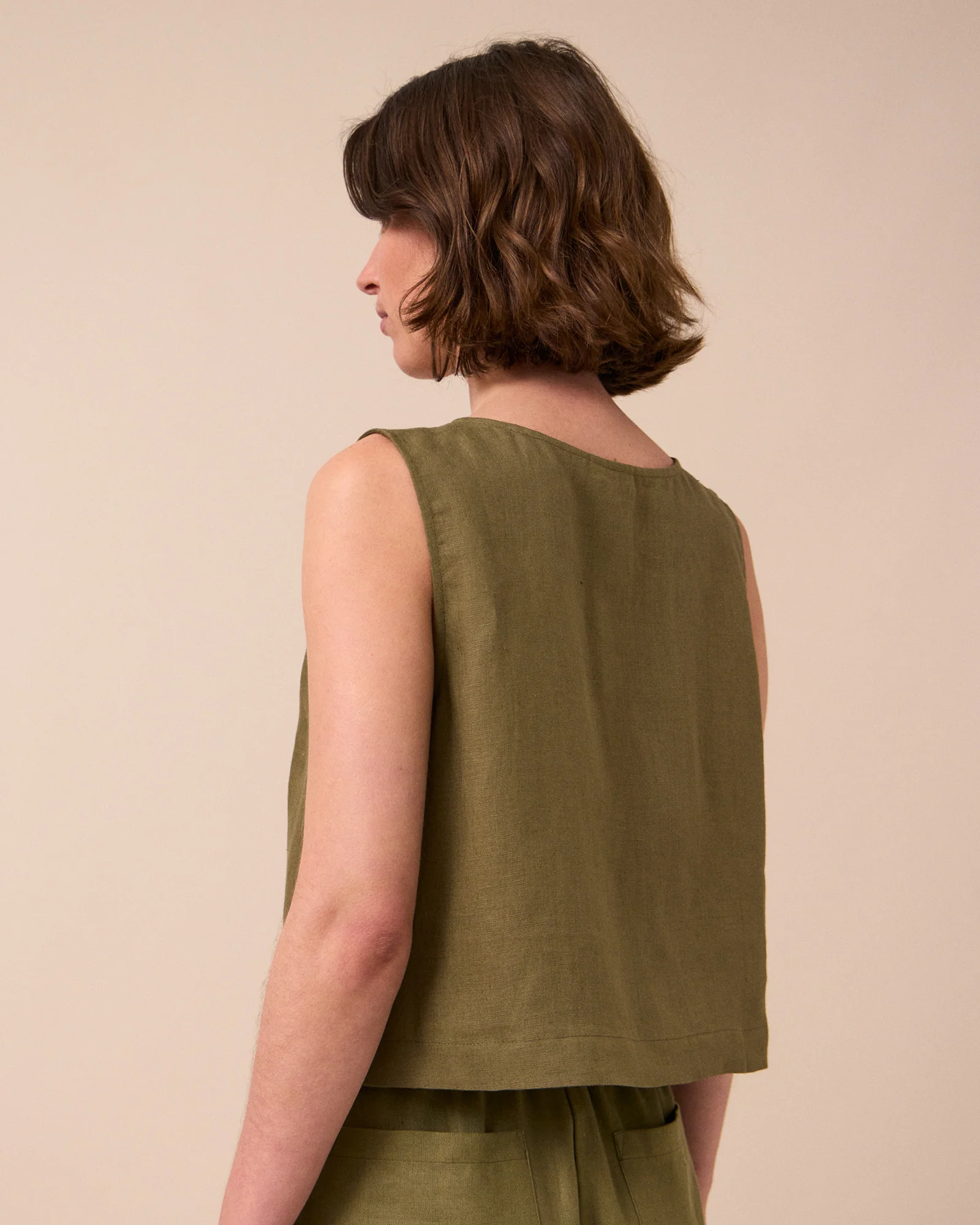Elodie Khaki Linen Top - Image 4