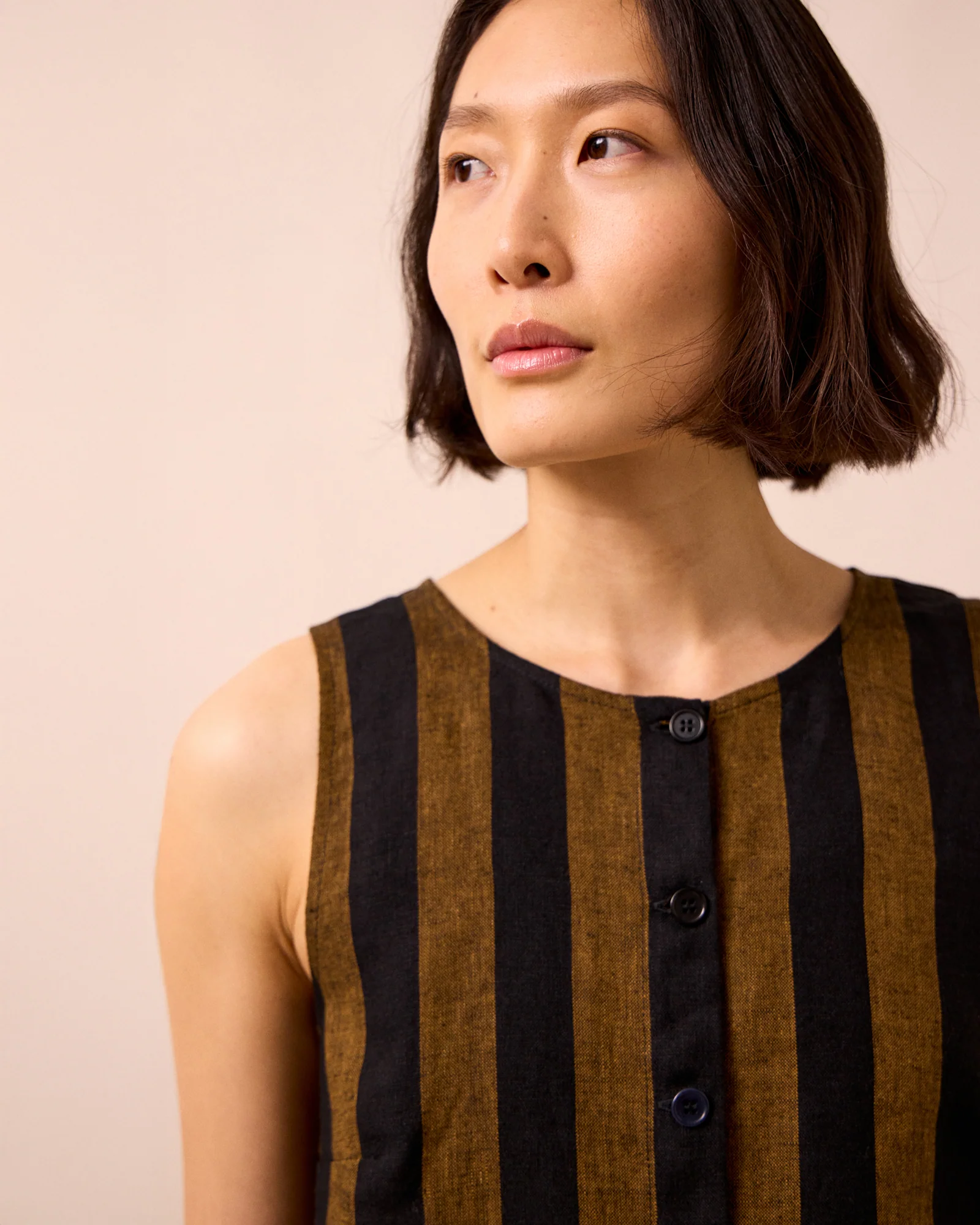 Elodie Rust & Black Stripe Linen Top - Image 3