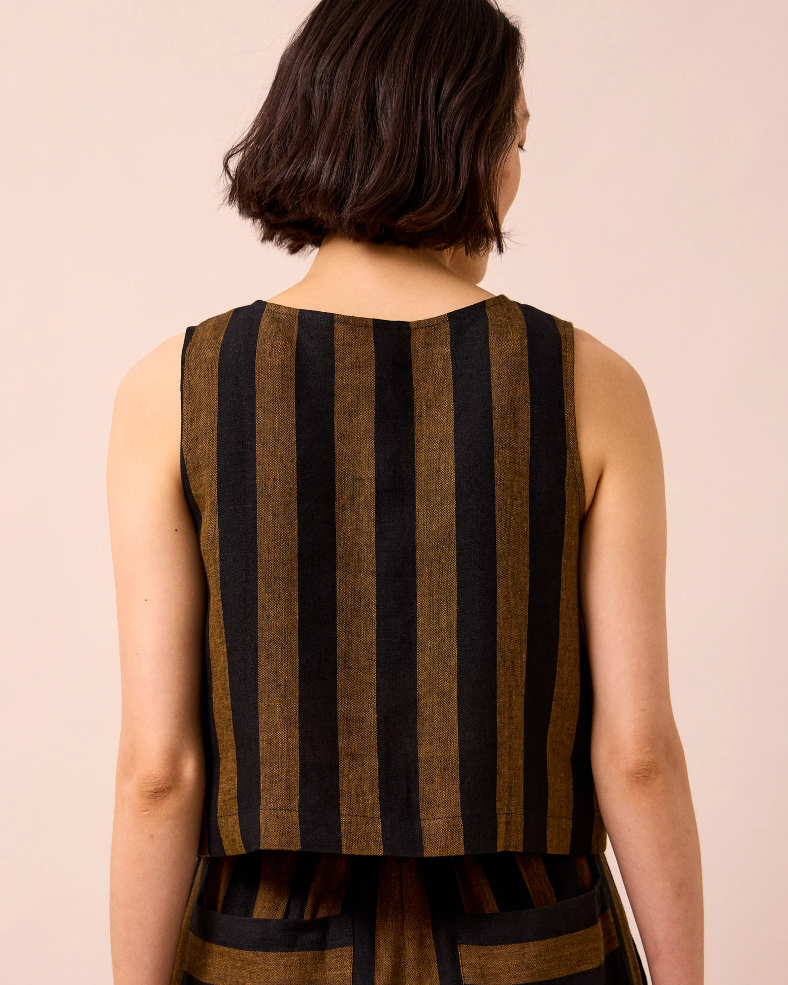 Elodie Rust & Black Stripe Linen Top - Image 4