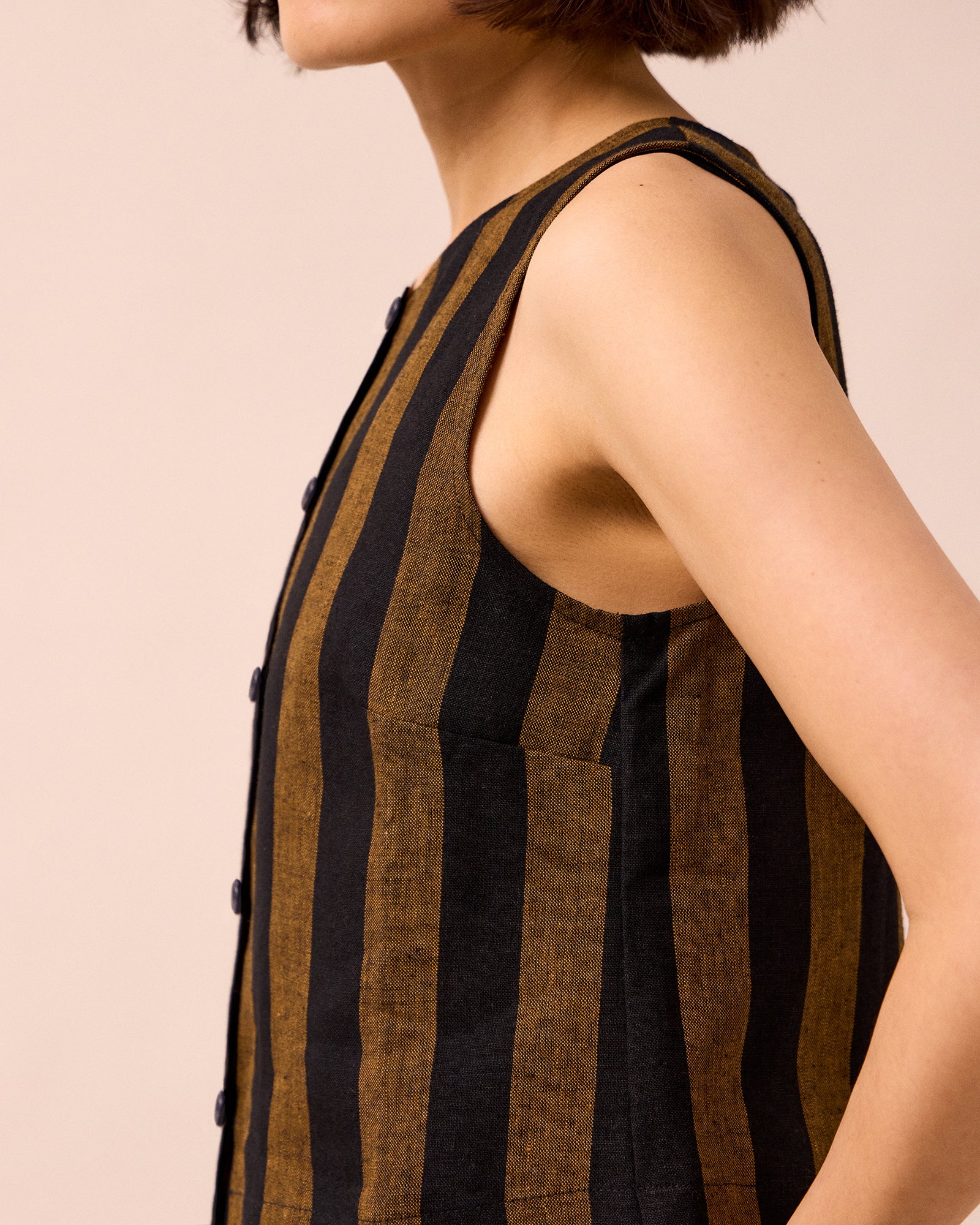 Elodie Rust & Black Stripe Linen Top - Image 5