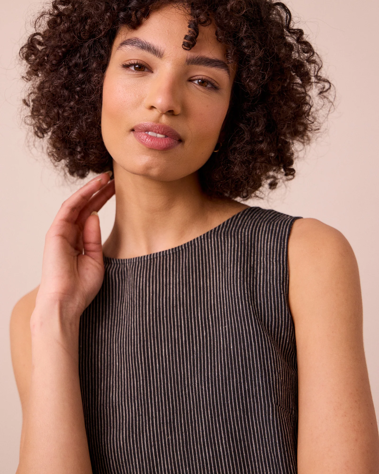 Esme Black & Ecru Pencil Stripe Linen Top - Image 5