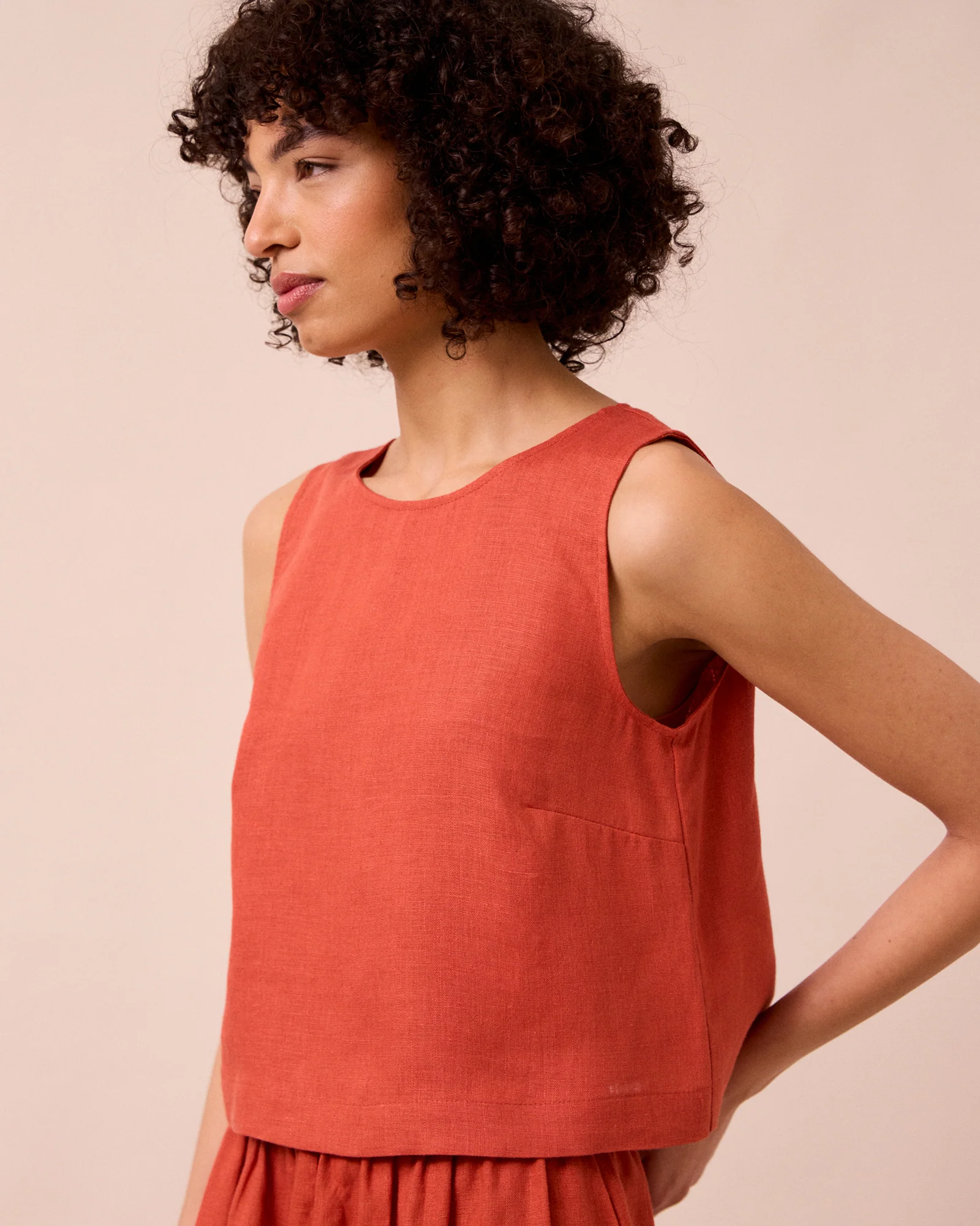 Esme Burnt Orange Linen Top - Image 3
