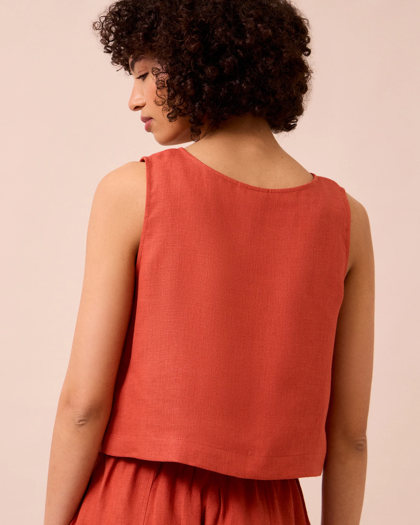 Esme Burnt Orange Linen Top - Image 4