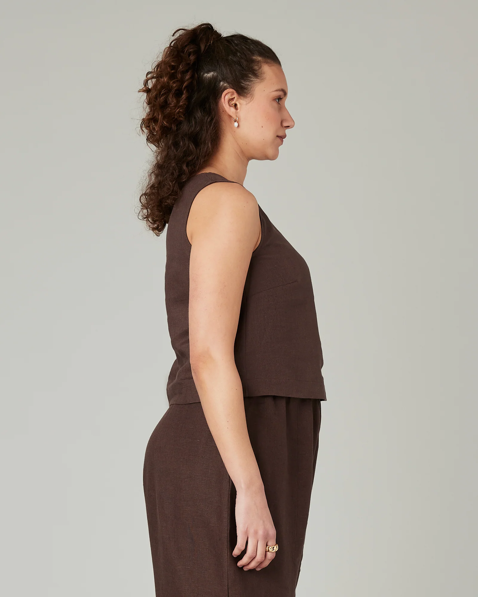 Esme Chocolate Linen Top - Image 4