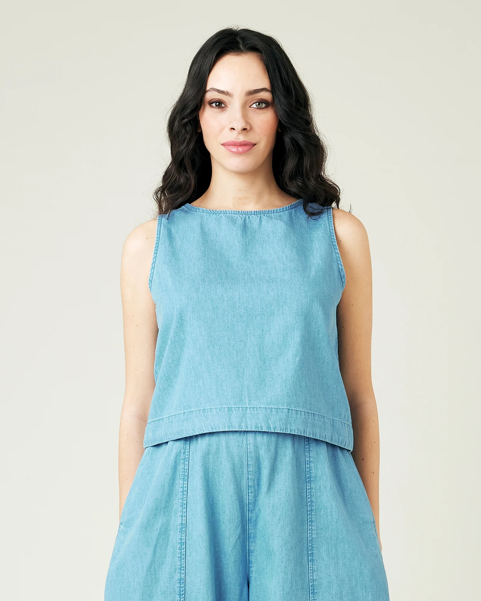 Esme Light Wash Denim Chambray Top - Image 7
