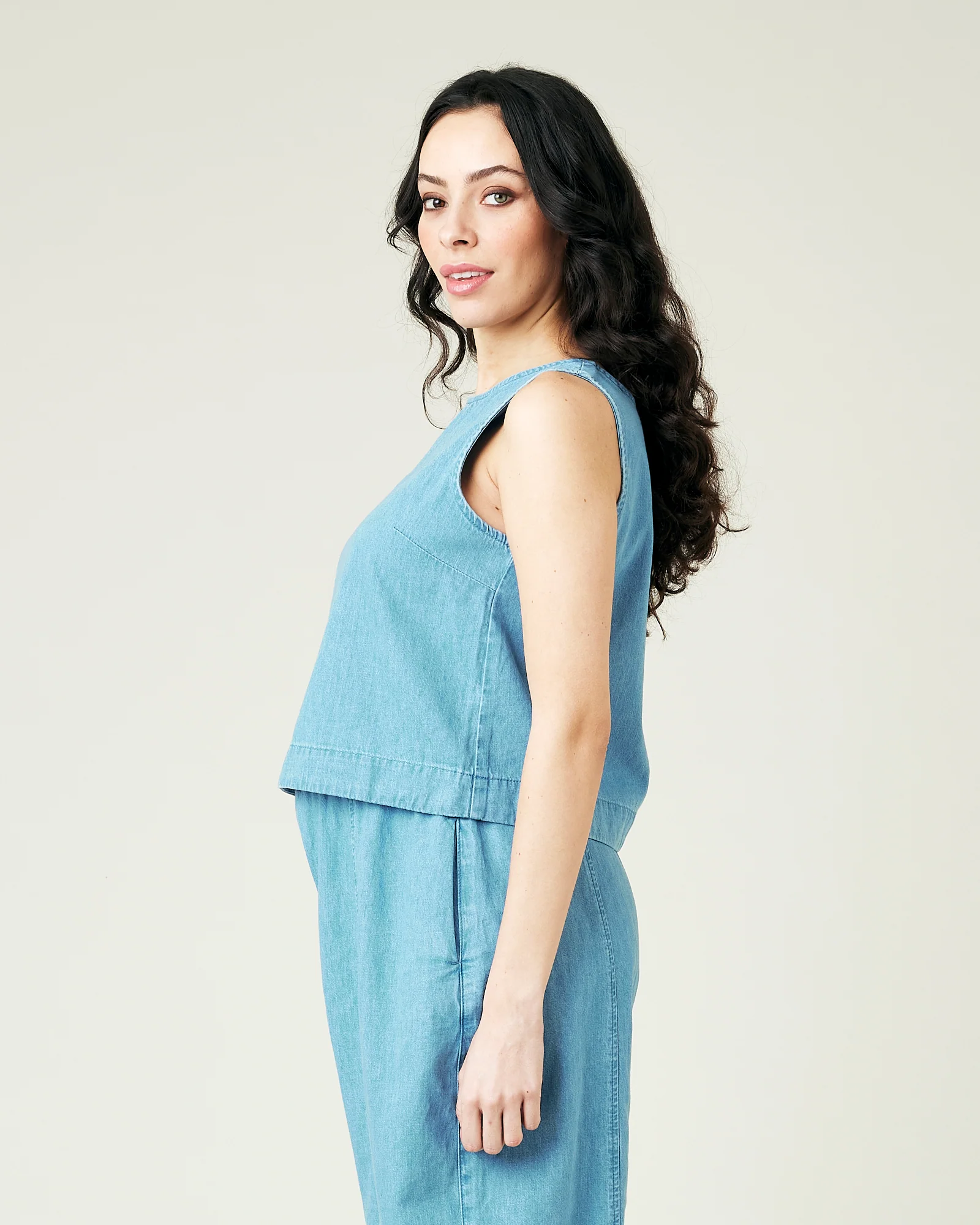 Esme Light Wash Denim Chambray Top - Image 8