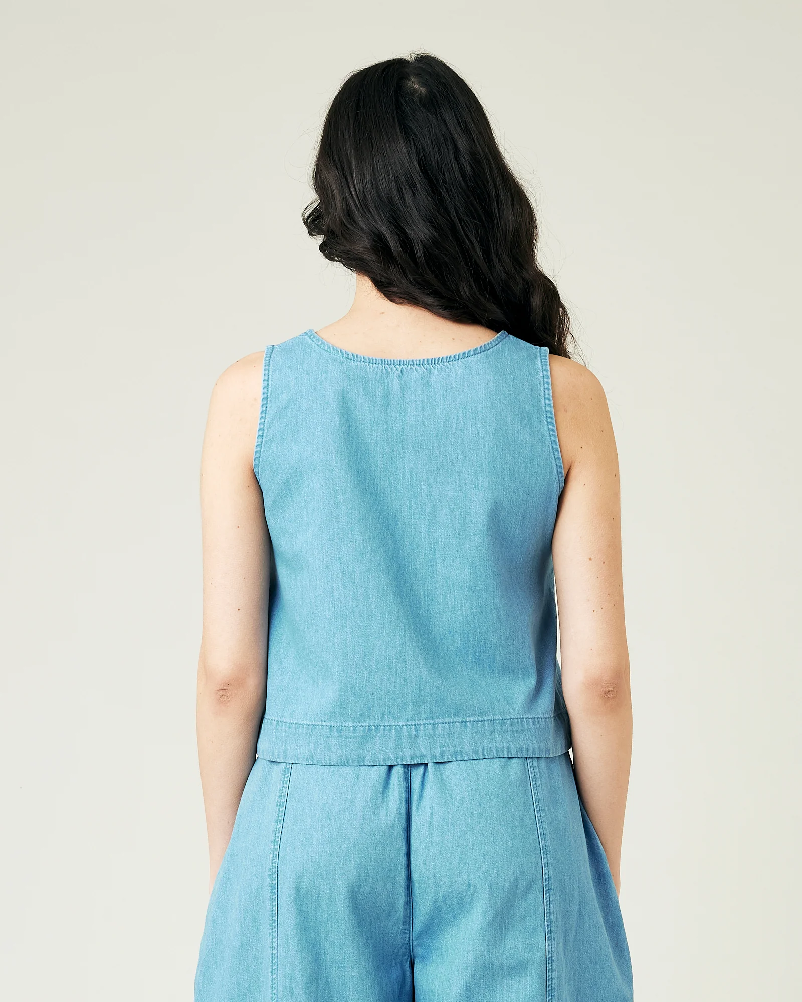 Esme Light Wash Denim Chambray Top - Image 9