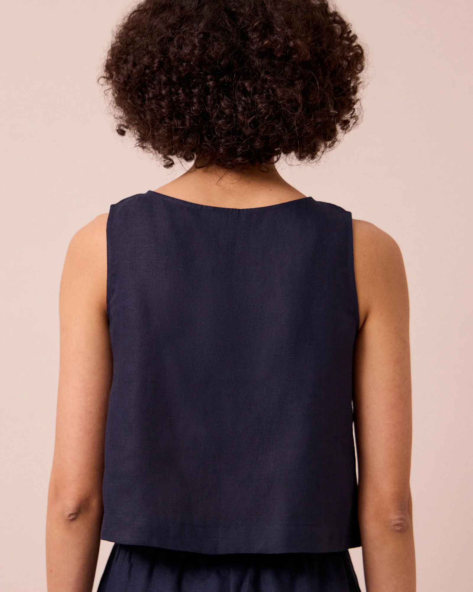 Esme Navy Linen Top - Image 4