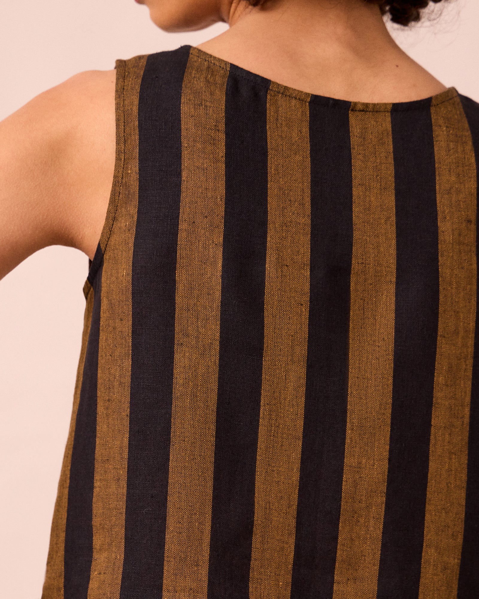 Esme Rust & Black Stripe Linen Top - Image 5