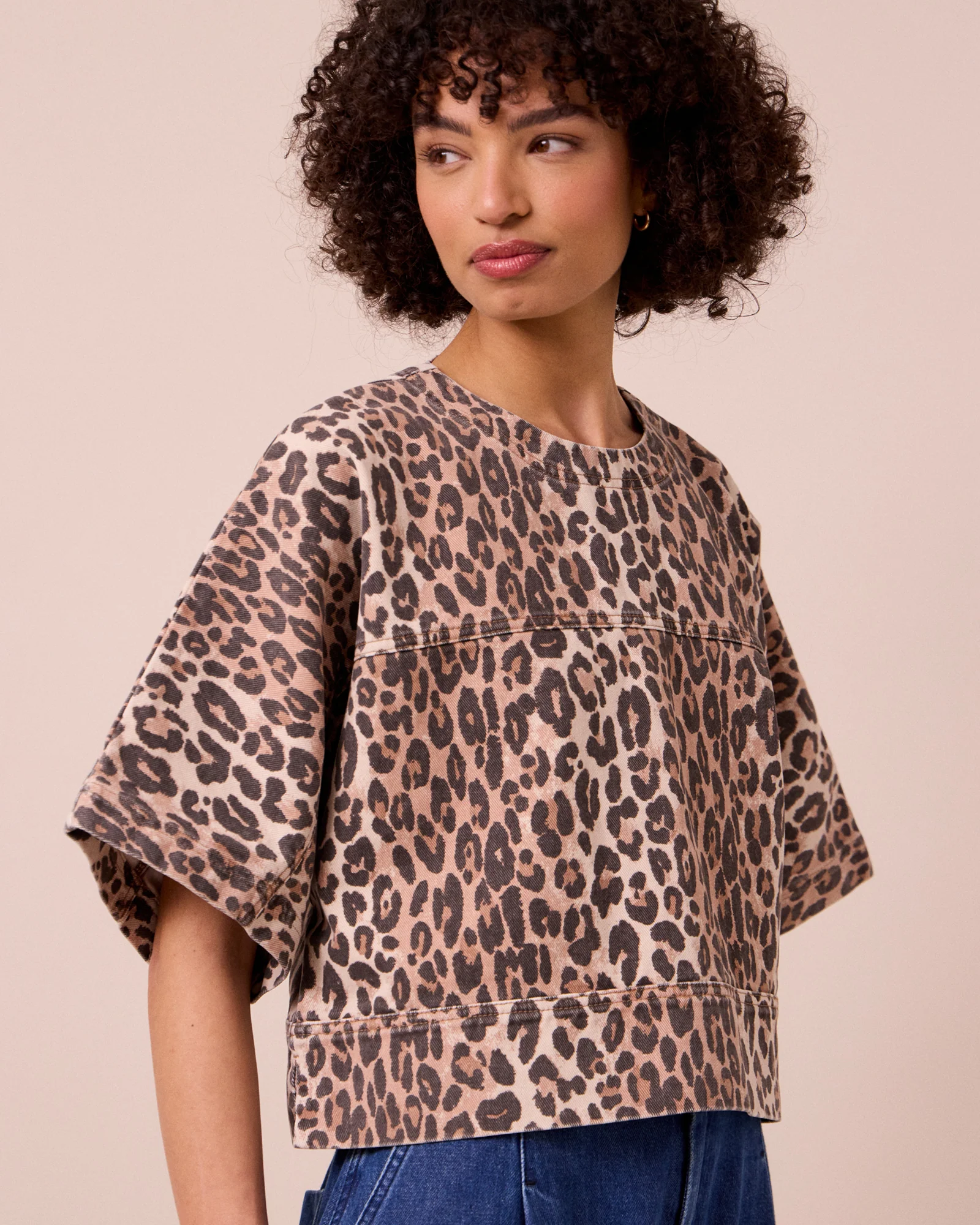 Eva Leopard Denim Top - Image 3