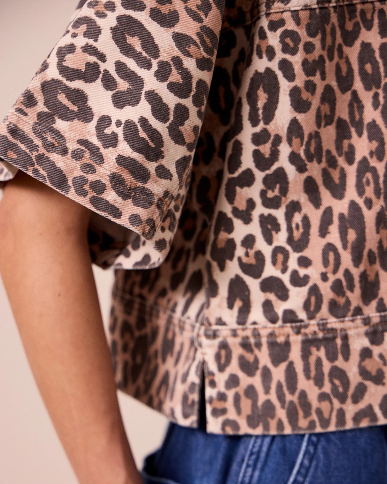 Eva Leopard Denim Top - Image 5