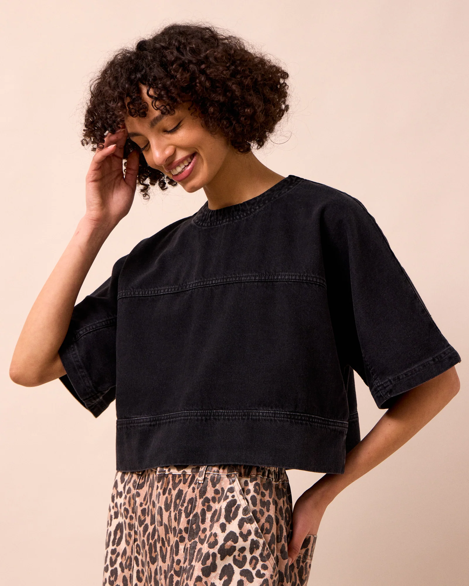Eva Washed Black Denim T-Shirt - Image 3