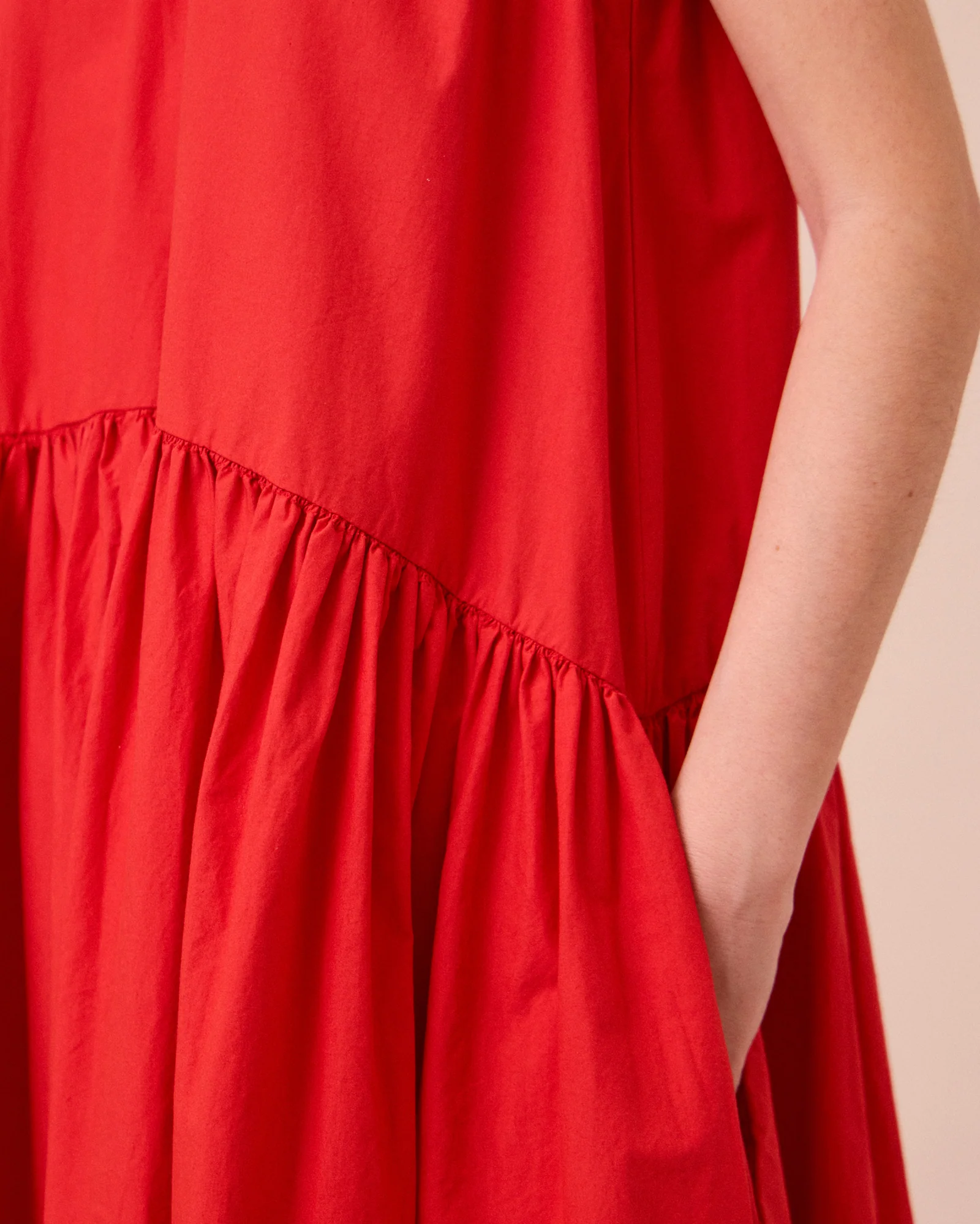 Gina Chilli Red Cotton Poplin Dress - Image 5