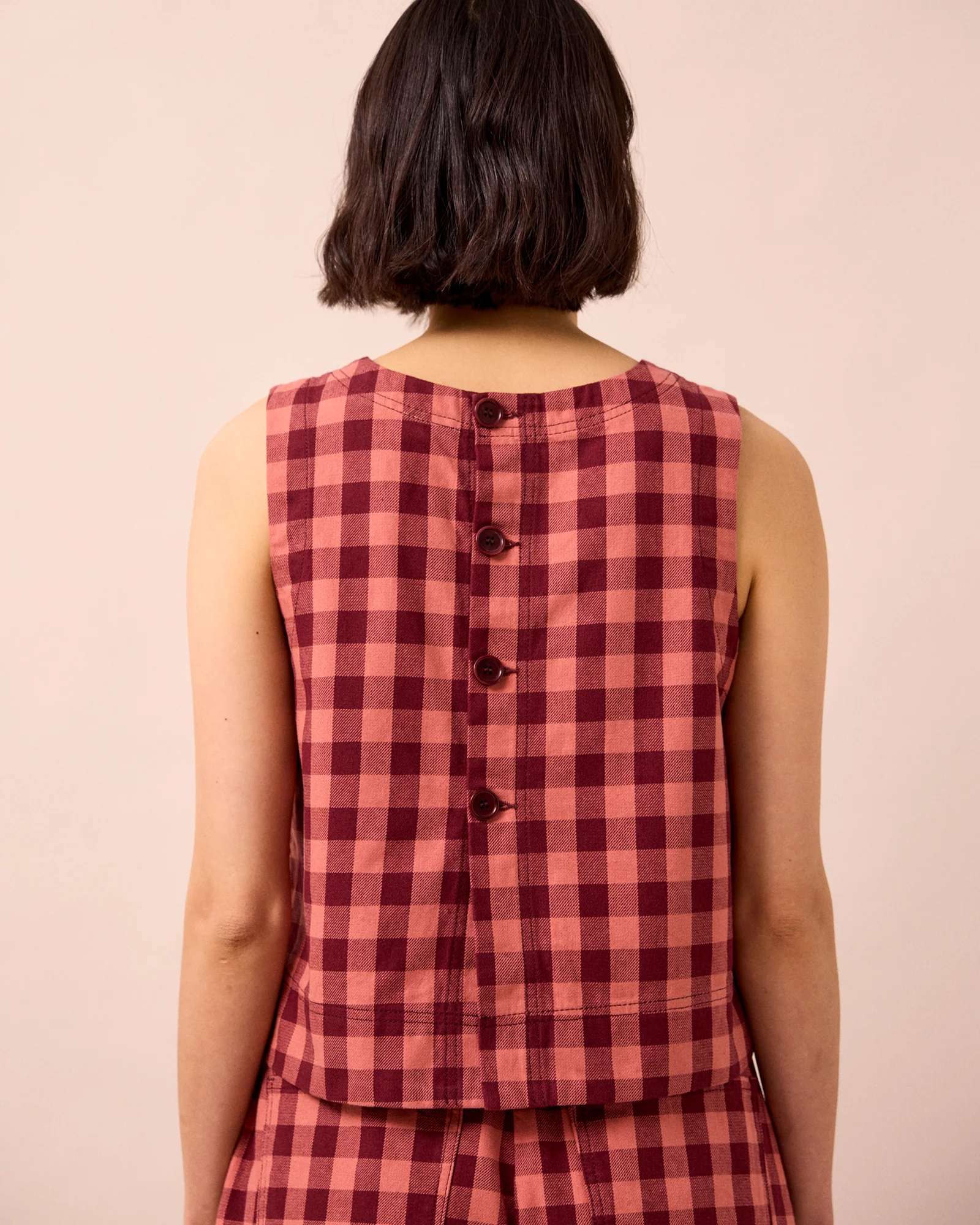 Hailey Cactus Rose Check Denim Top - Image 4