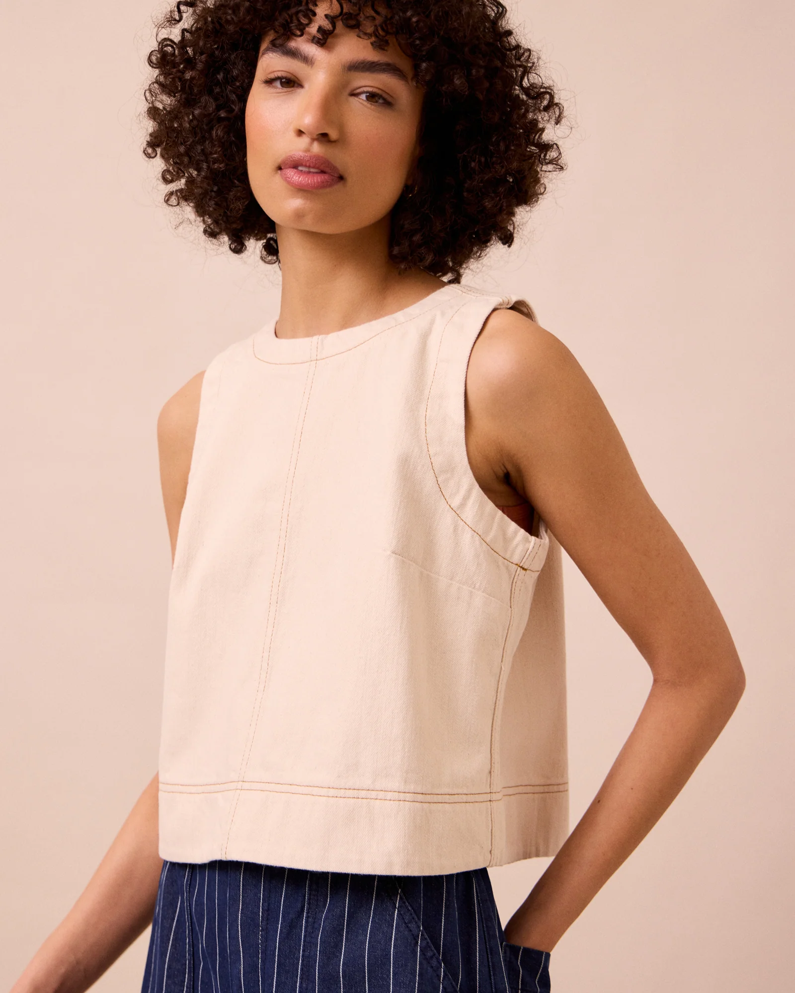 Hailey Ecru Denim Top - Image 3