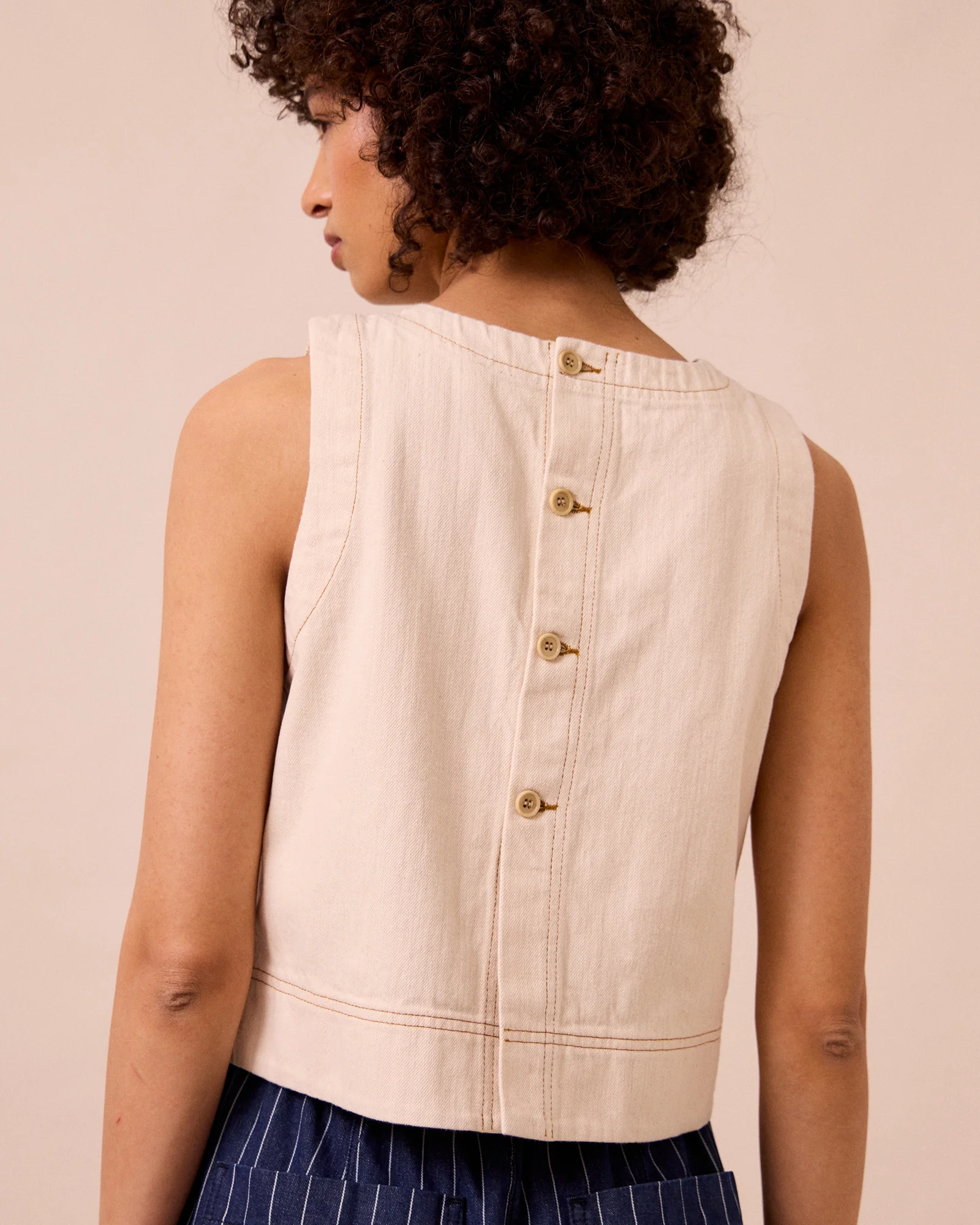 Hailey Ecru Denim Top - Image 5