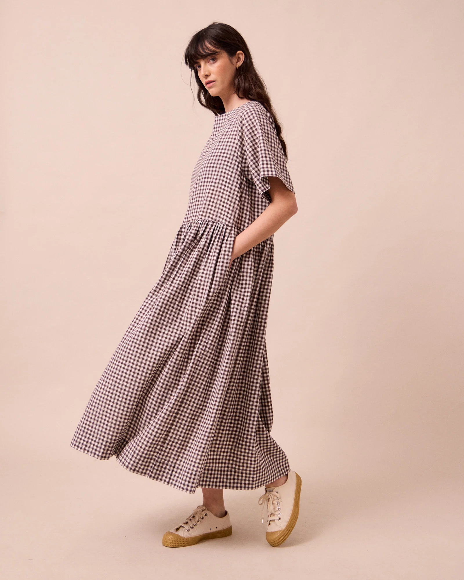 Harper Ganache Gingham Cotton Linen Dress - Image 3
