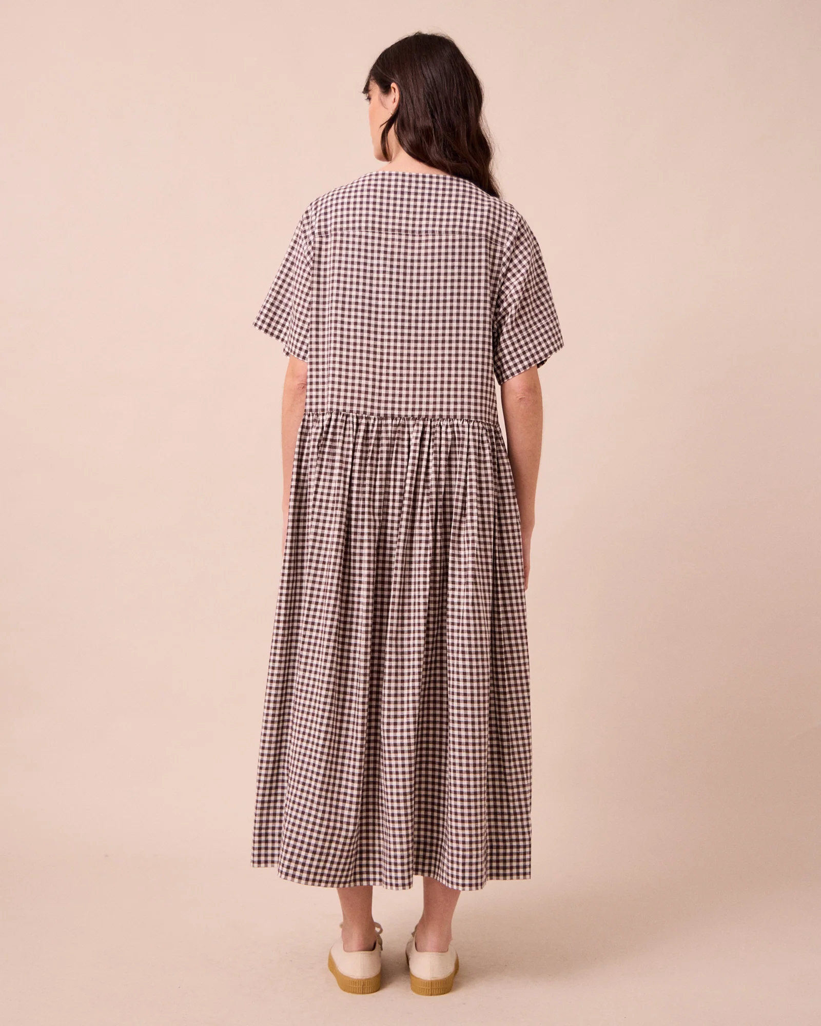 Harper Ganache Gingham Cotton Linen Dress - Image 4