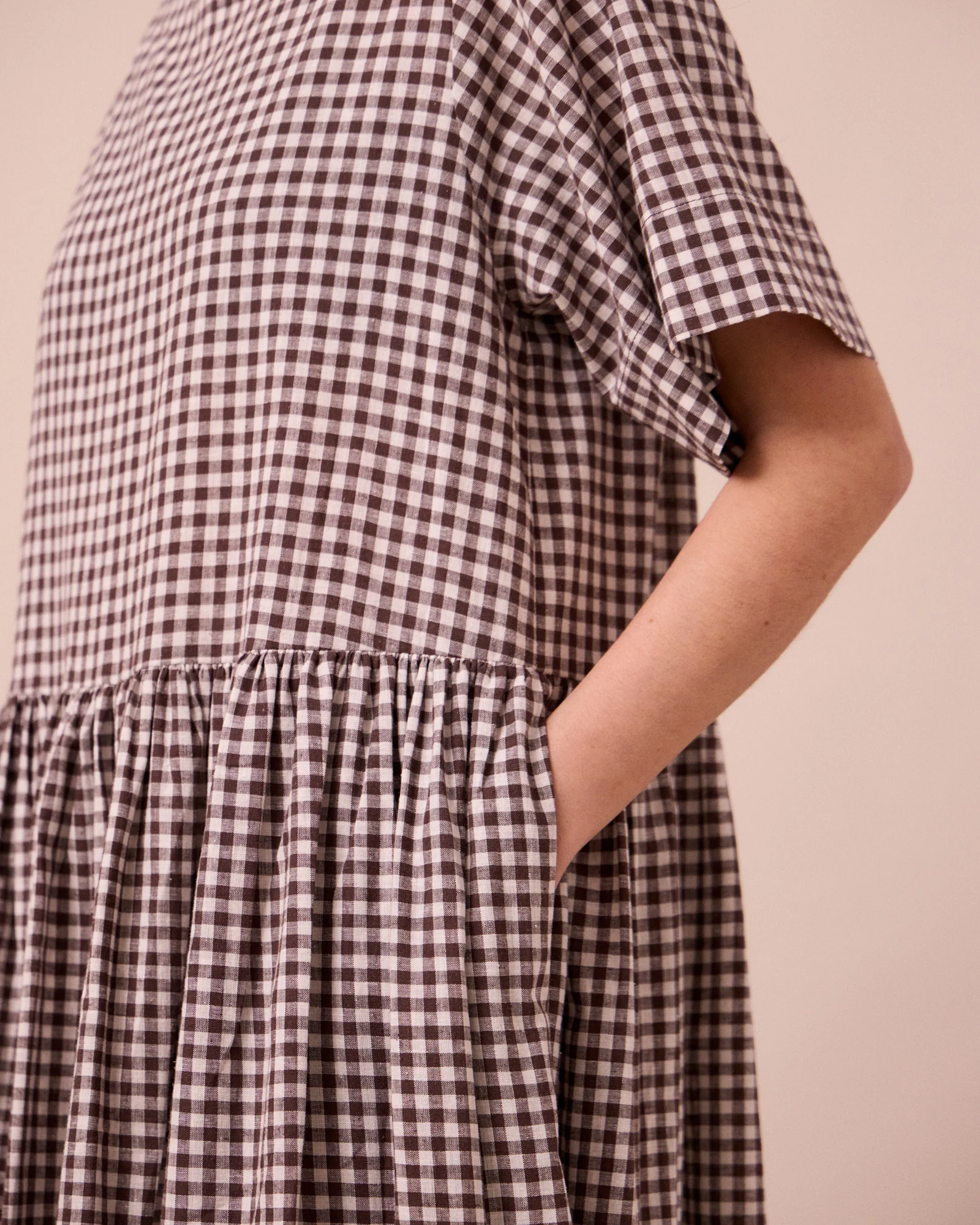 Harper Ganache Gingham Cotton Linen Dress - Image 5