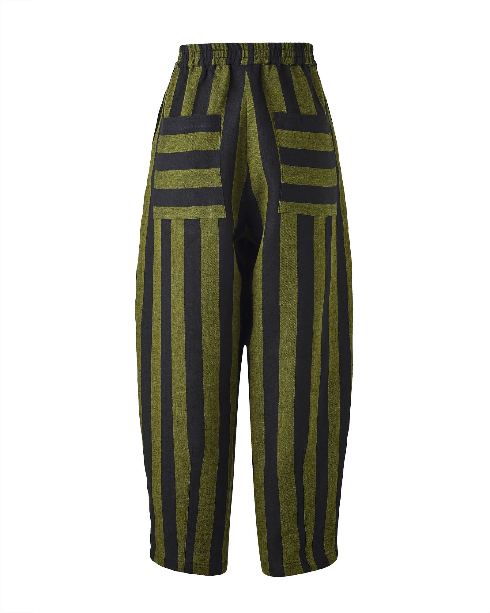Huxley Black & Olive Stripe Linen Trousers - Image 4