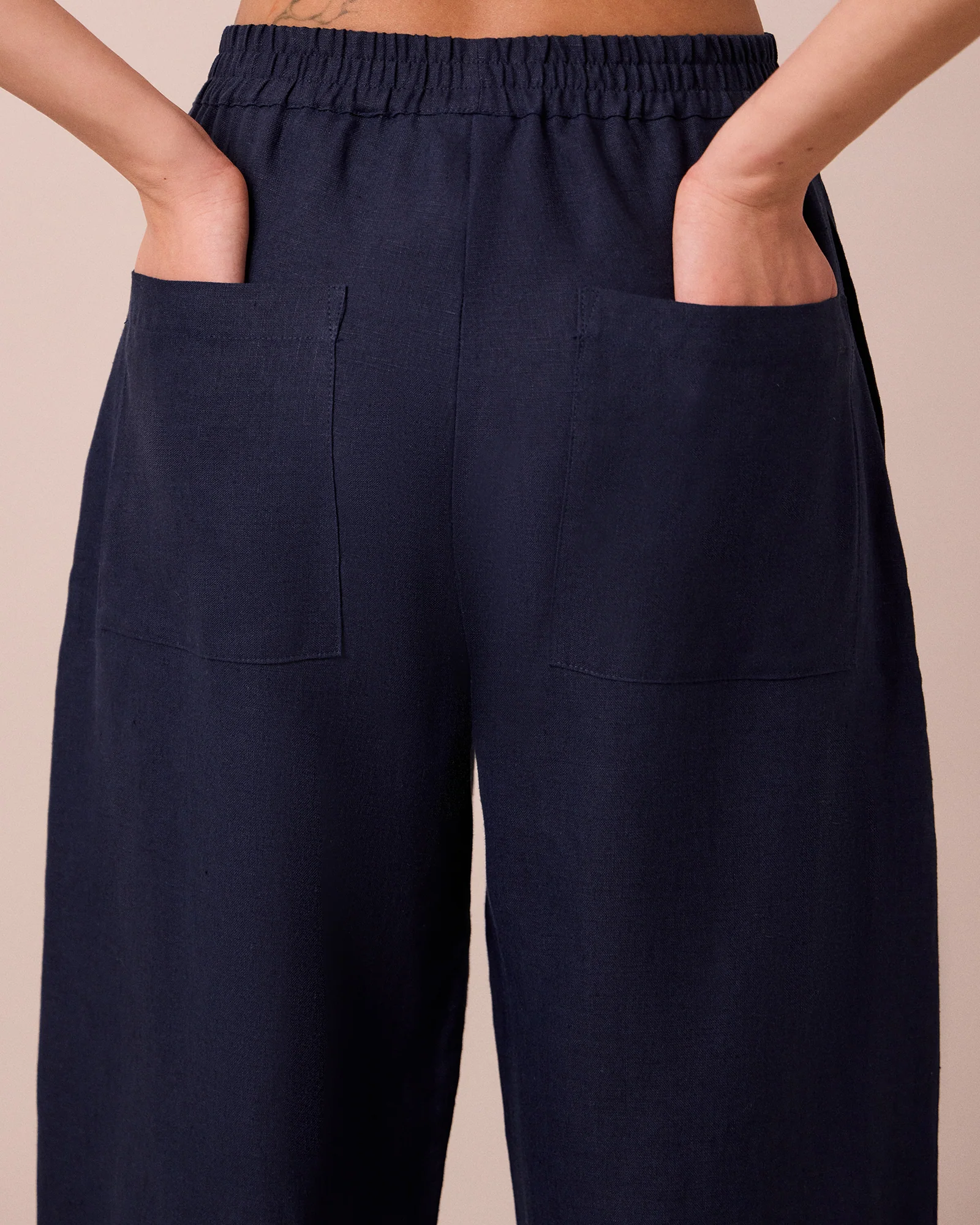 Huxley Navy Linen Trousers - Image 5