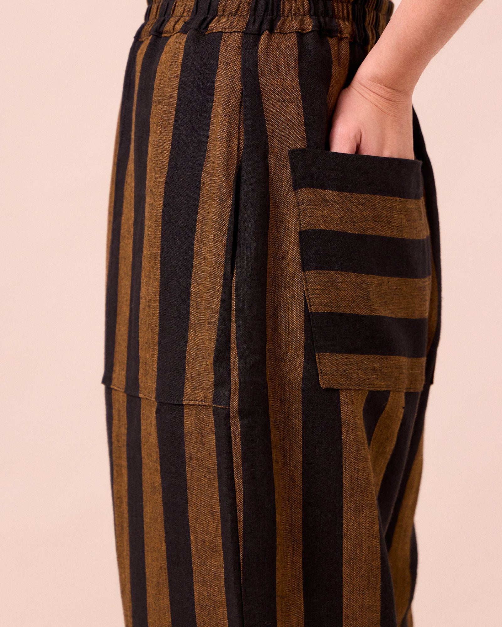 Huxley Rust & Black Stripe Linen Trousers - Image 5