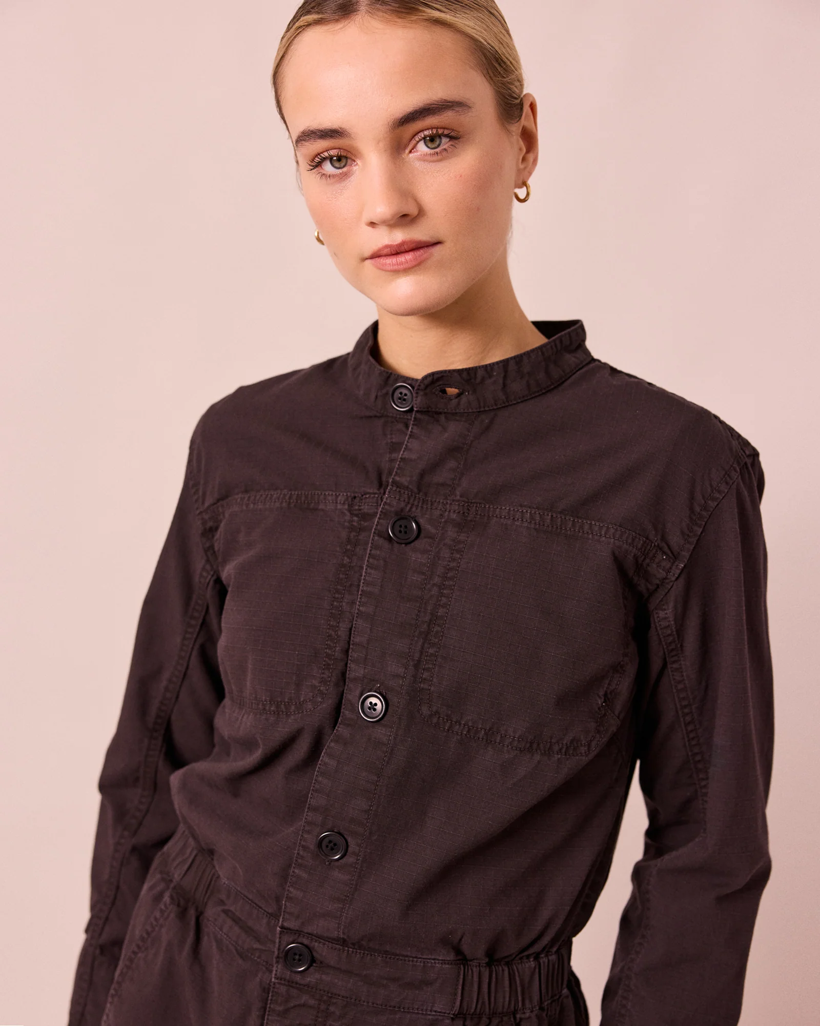 Jill Ganache Textured Cotton Boilersuit - Image 3