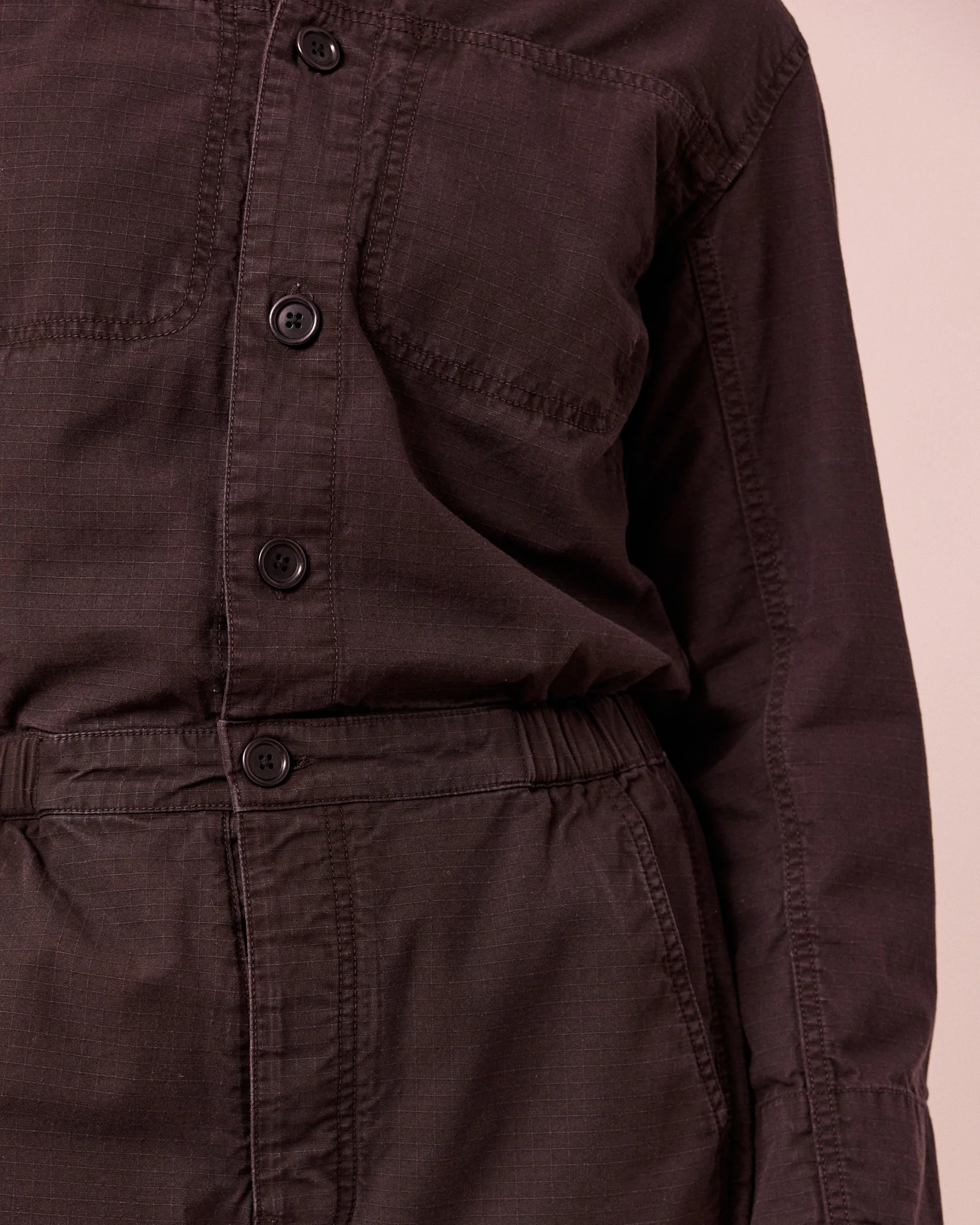 Jill Ganache Textured Cotton Boilersuit - Image 4